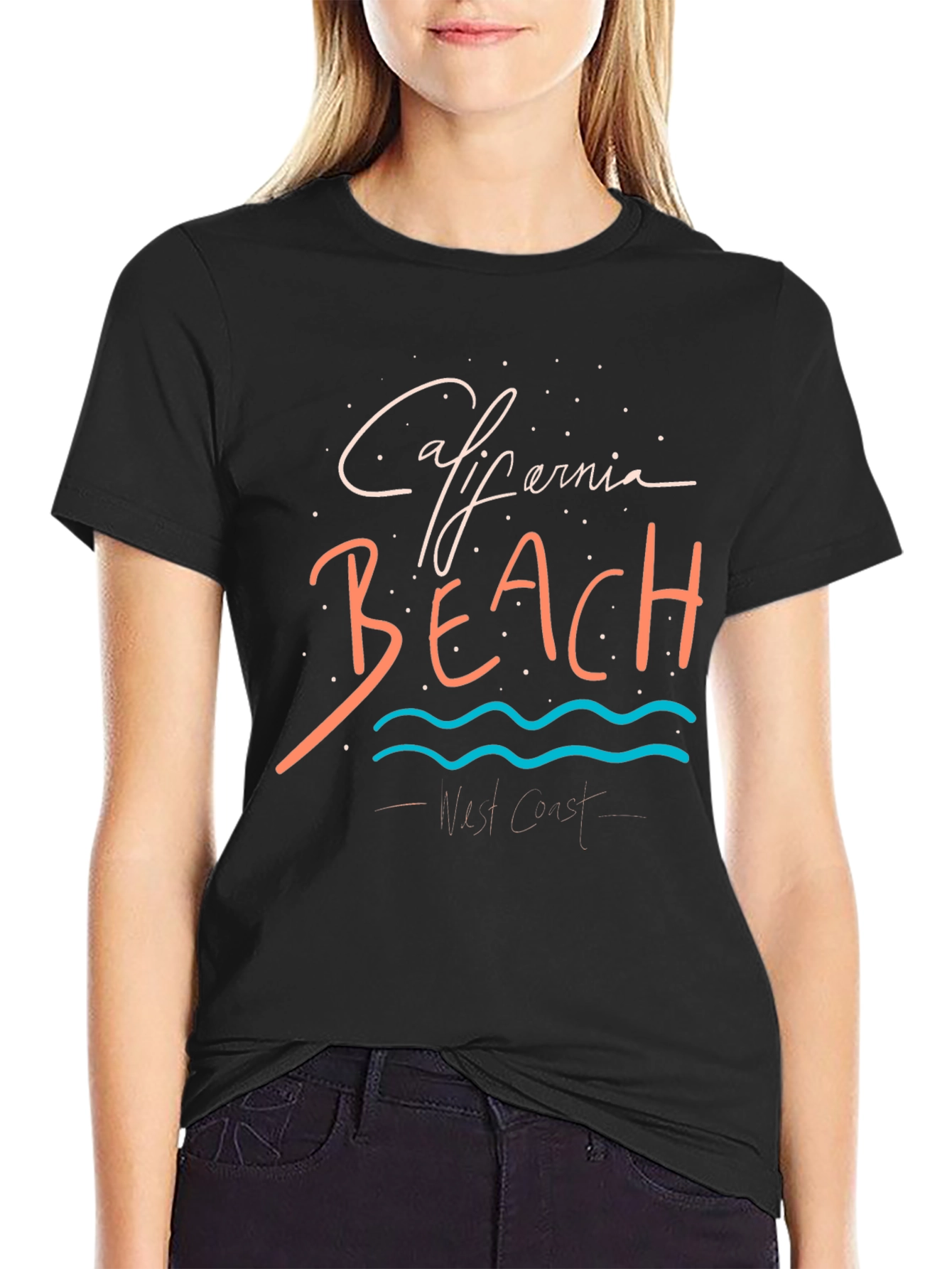 Black California Beach Graphic Tee - West Coast Style view 2