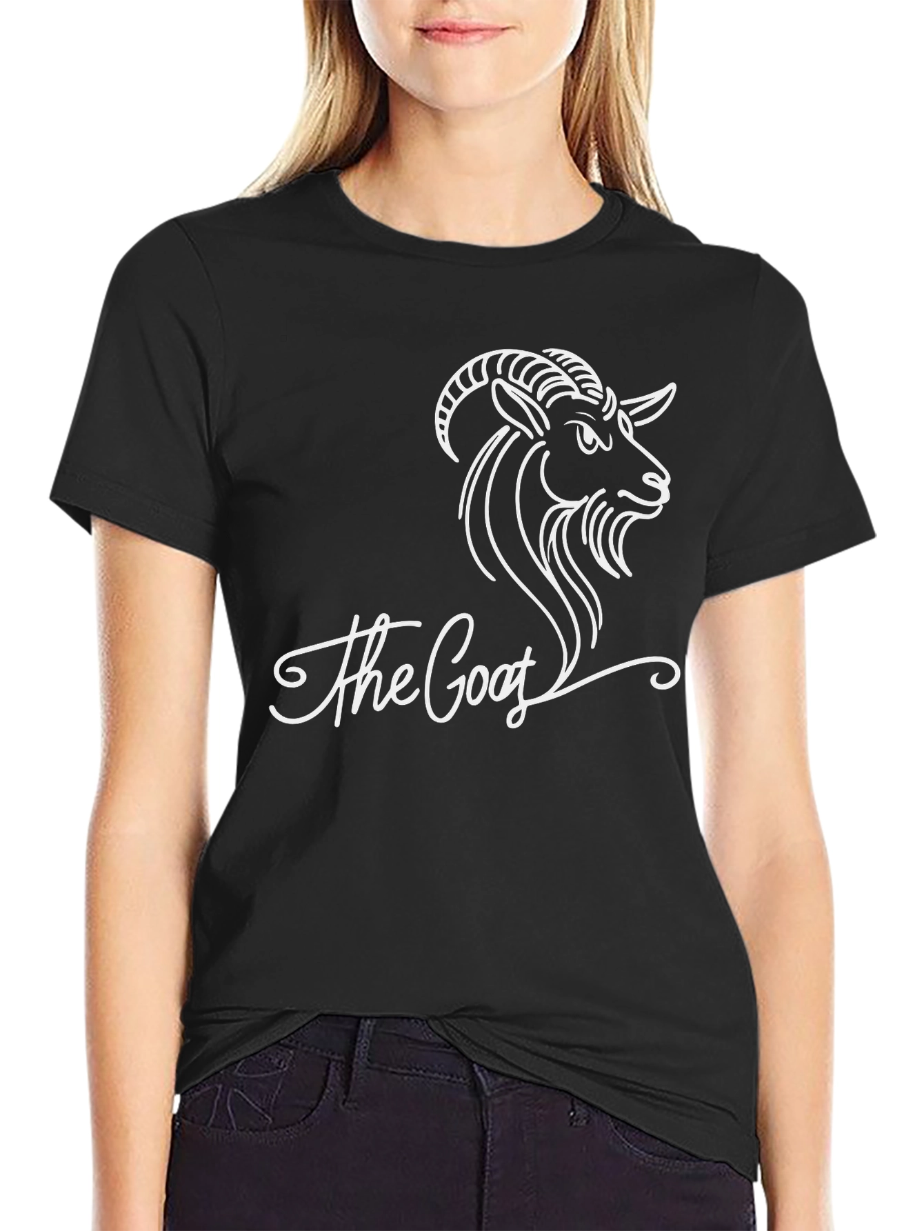 Black The Goat Graphic Tee - Black Cotton T-Shirt view 2