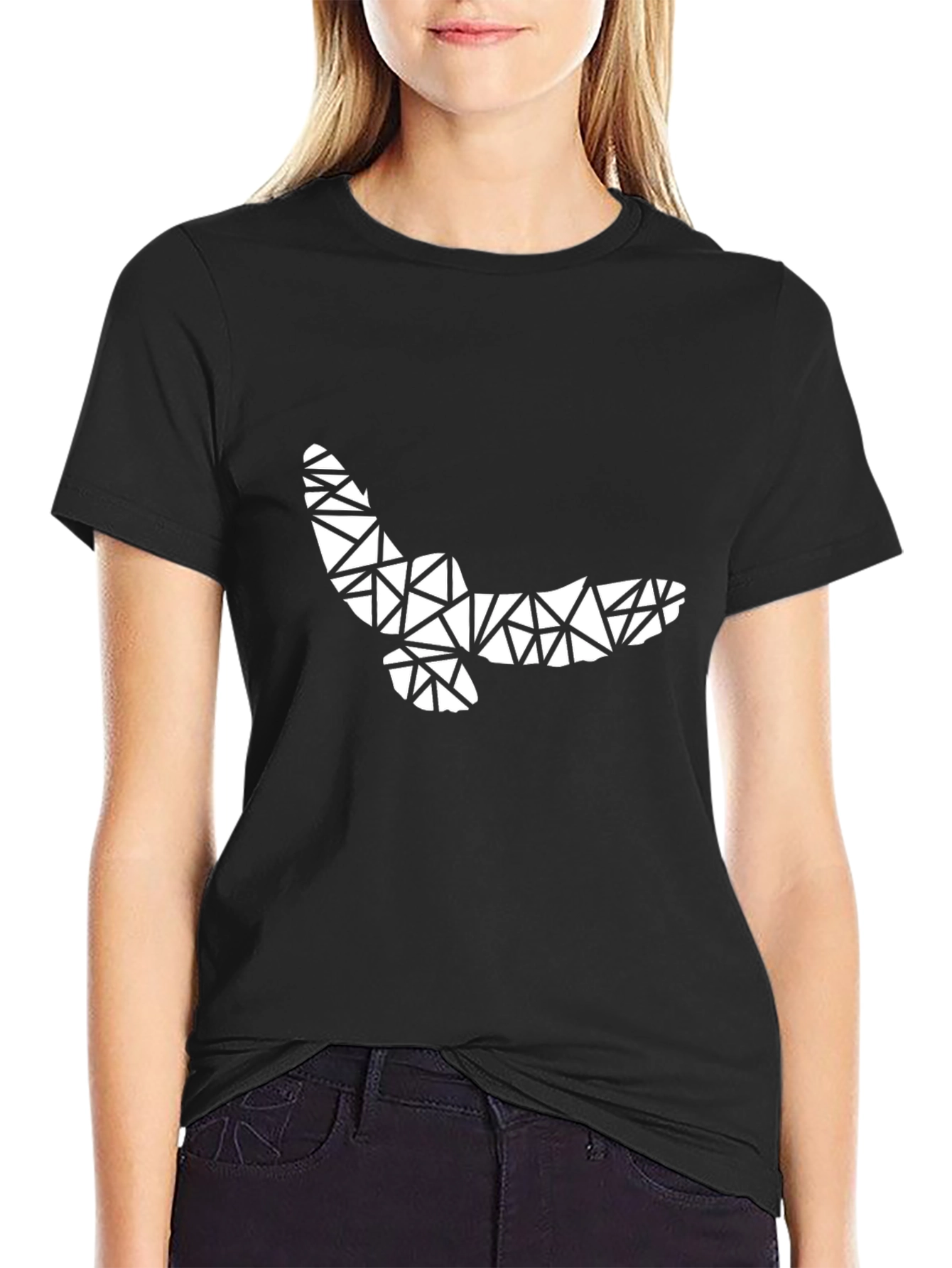 Black Geometric Owl T-Shirt - Black Graphic Tee view 2