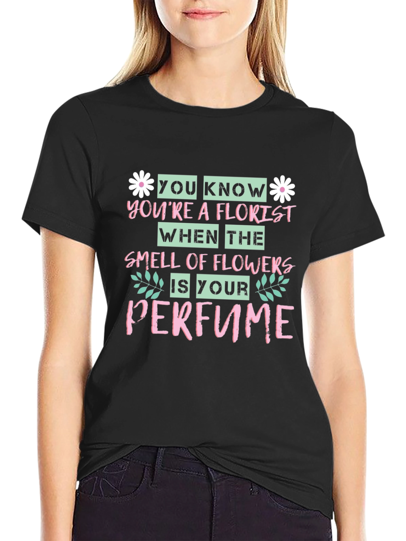 Black Florist Perfume Graphic Tee - Soft Cotton Blend view 2