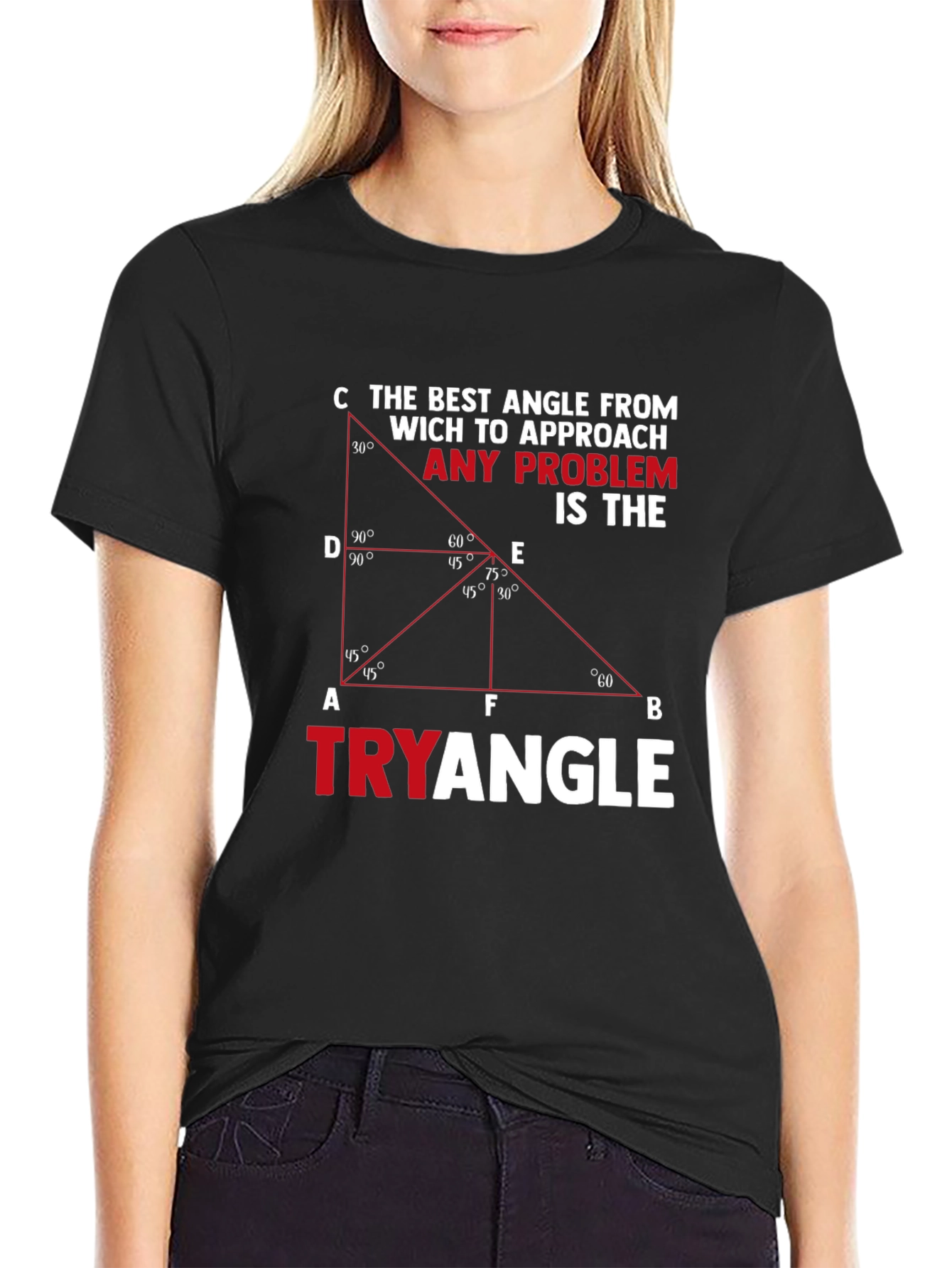 Black Tryangle Math Humor Graphic T-Shirt view 2