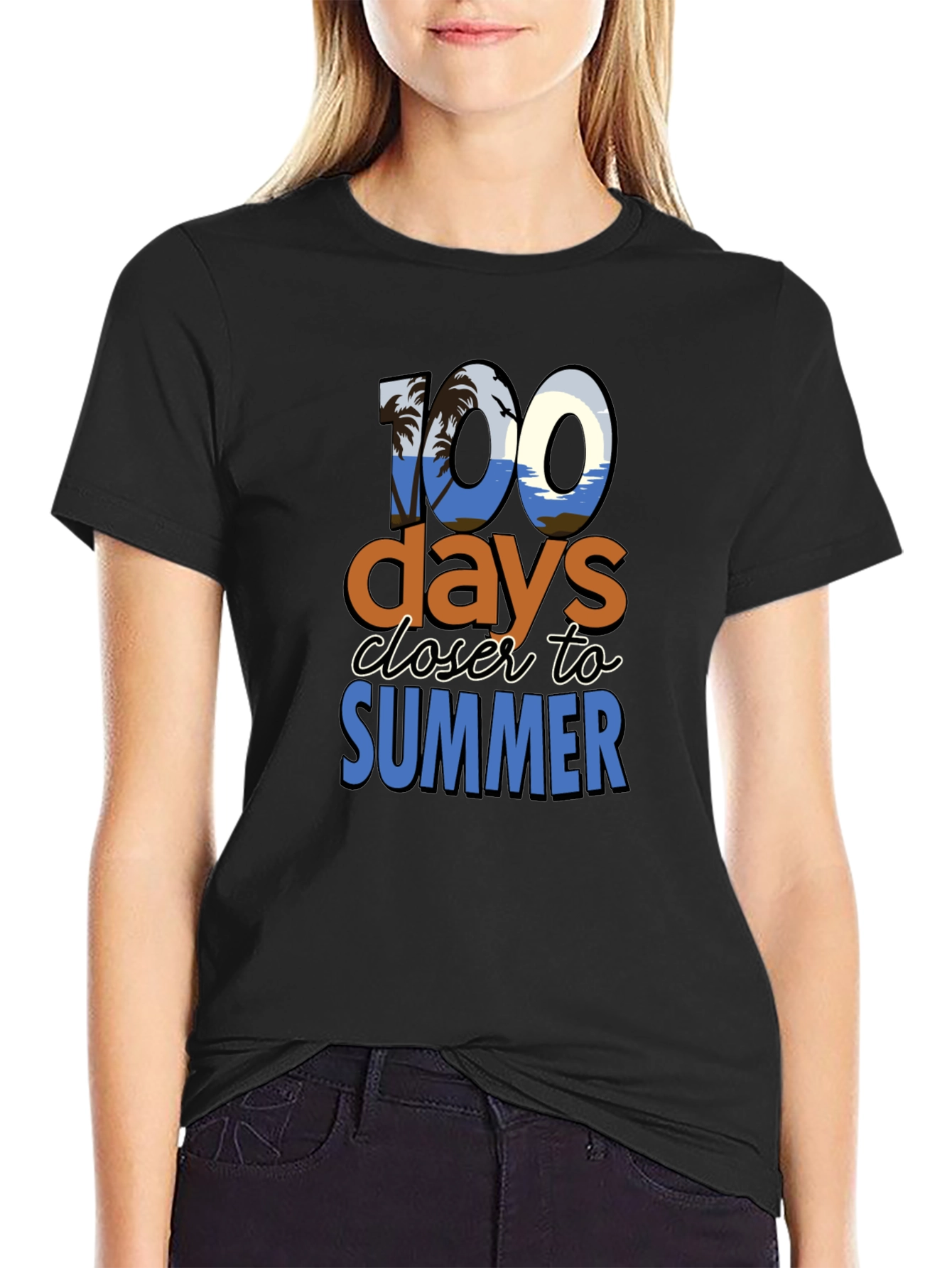 Black 100 Days Closer to Summer Graphic Tee view 2