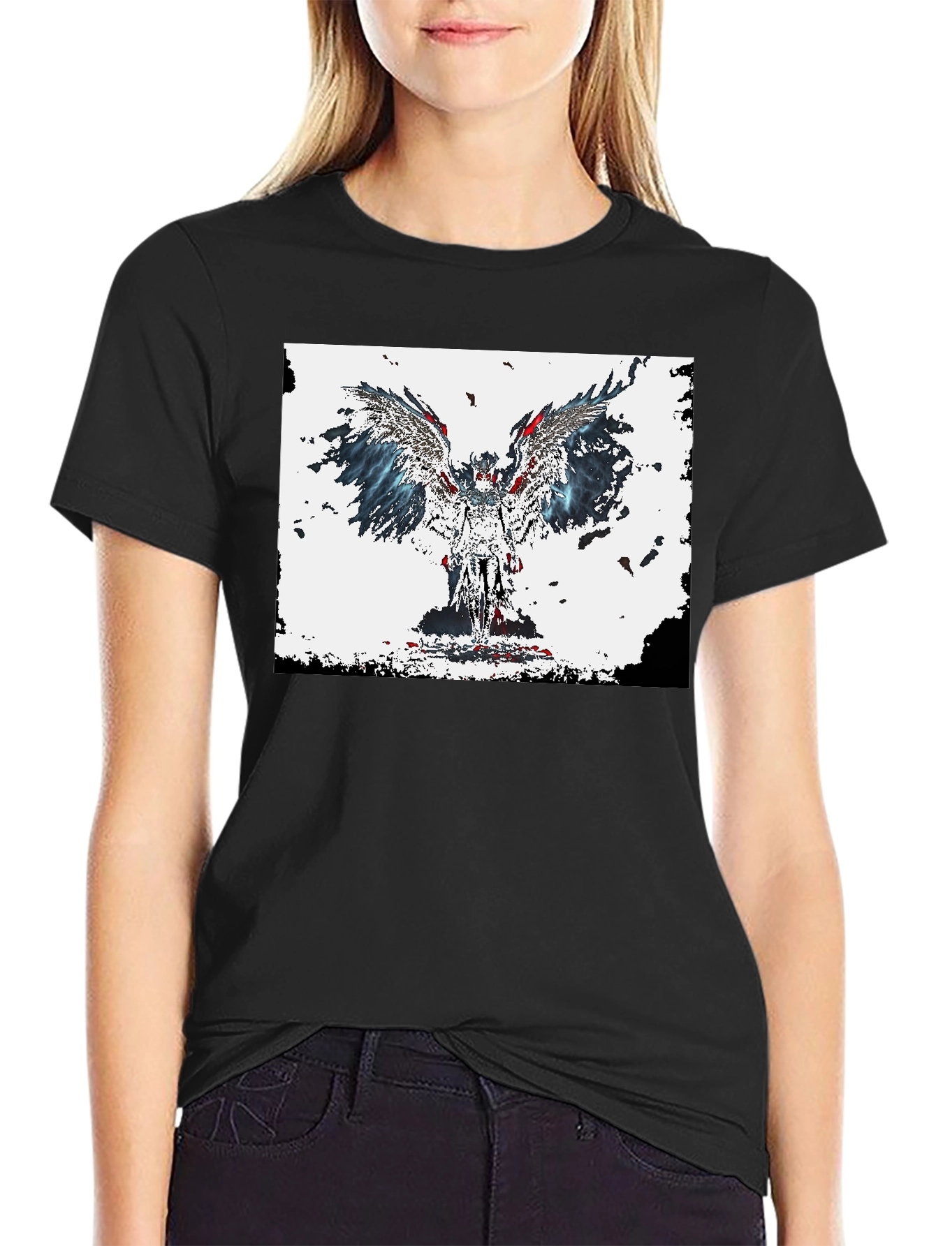 Winged Angel Graphic Tee - Stylish Black T-Shirt - 2