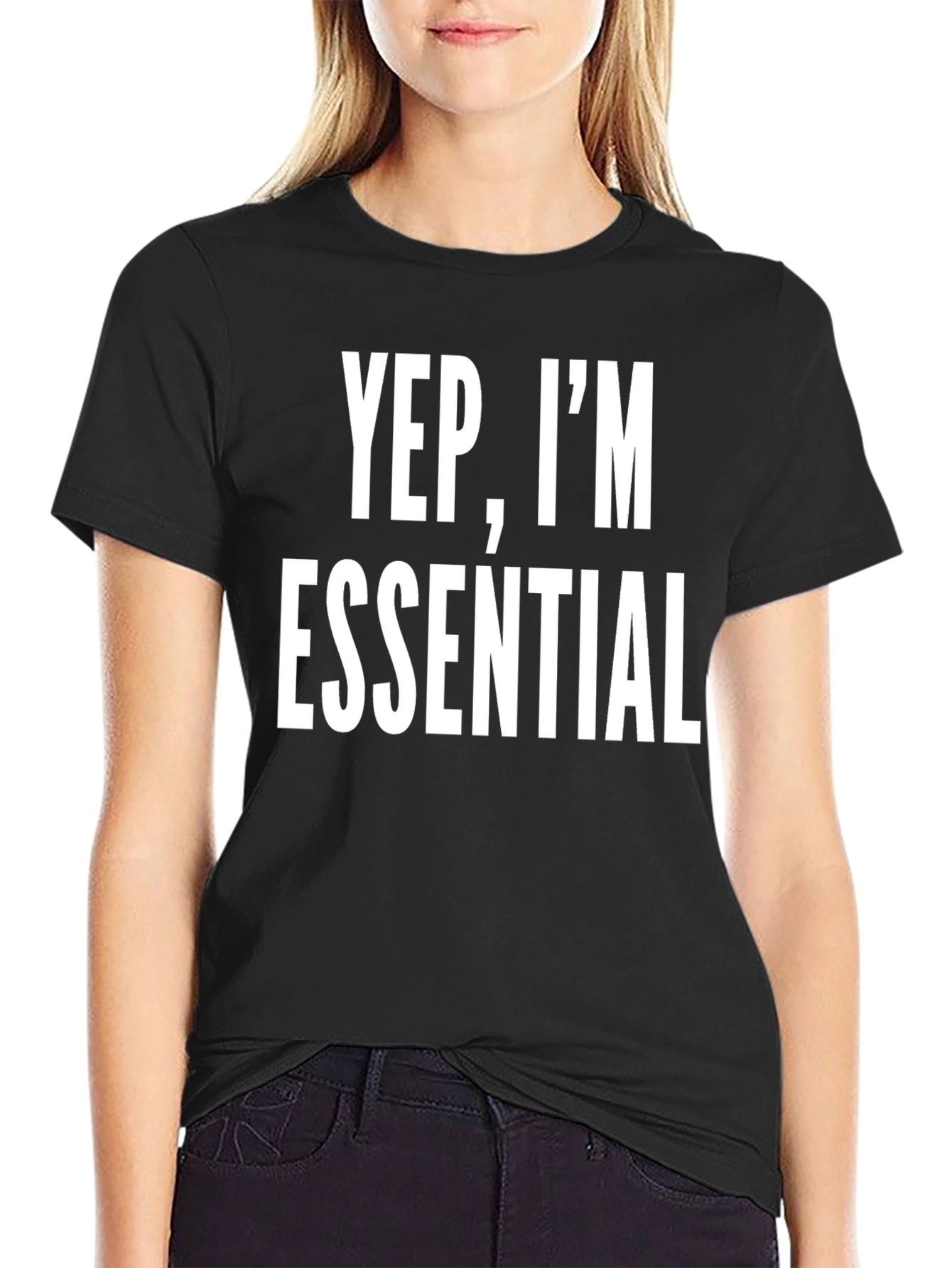 Black Yep, I'm Essential Black T-Shirt view 2