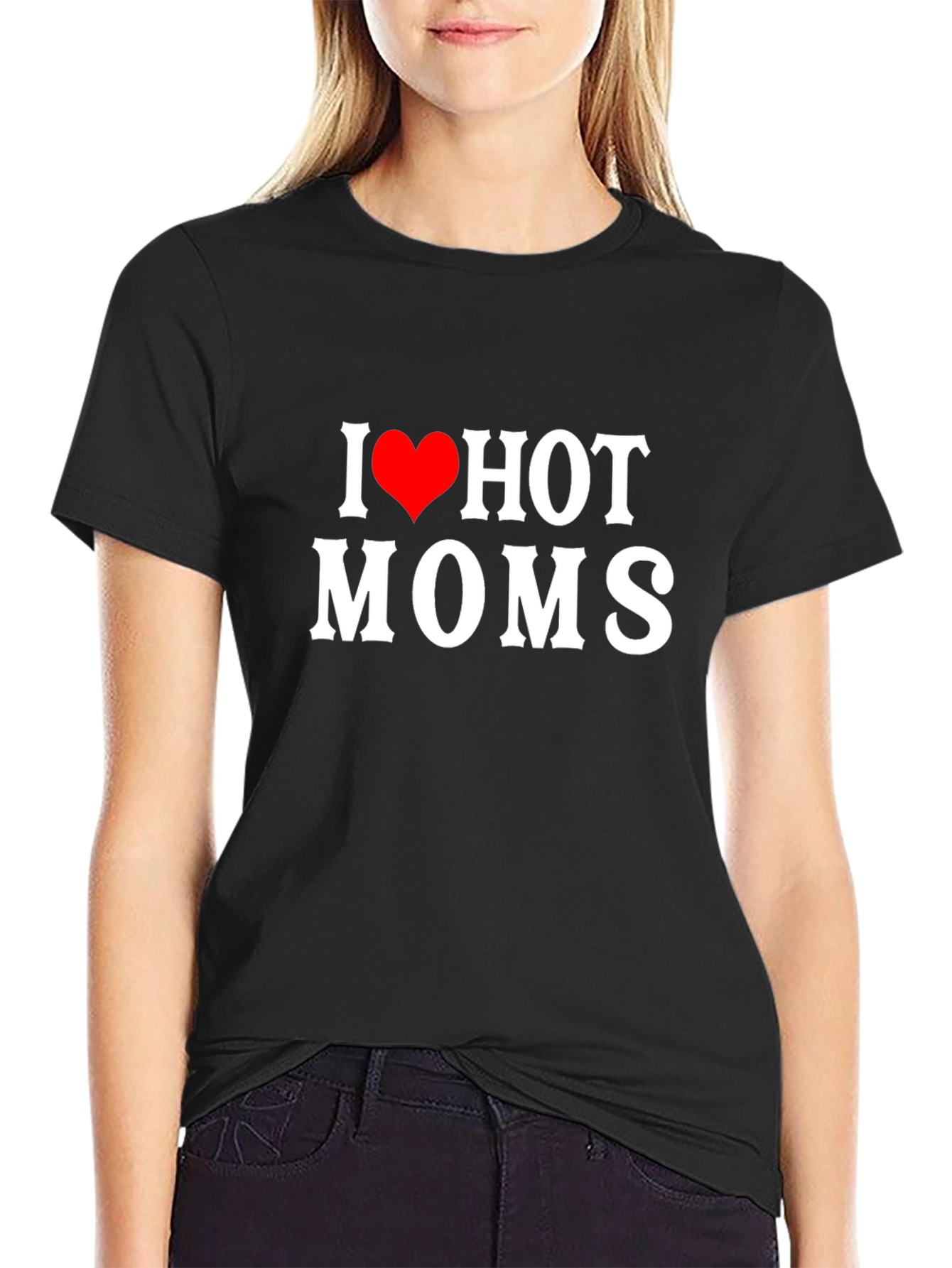 Black I Heart Hot Moms T-Shirt view 2