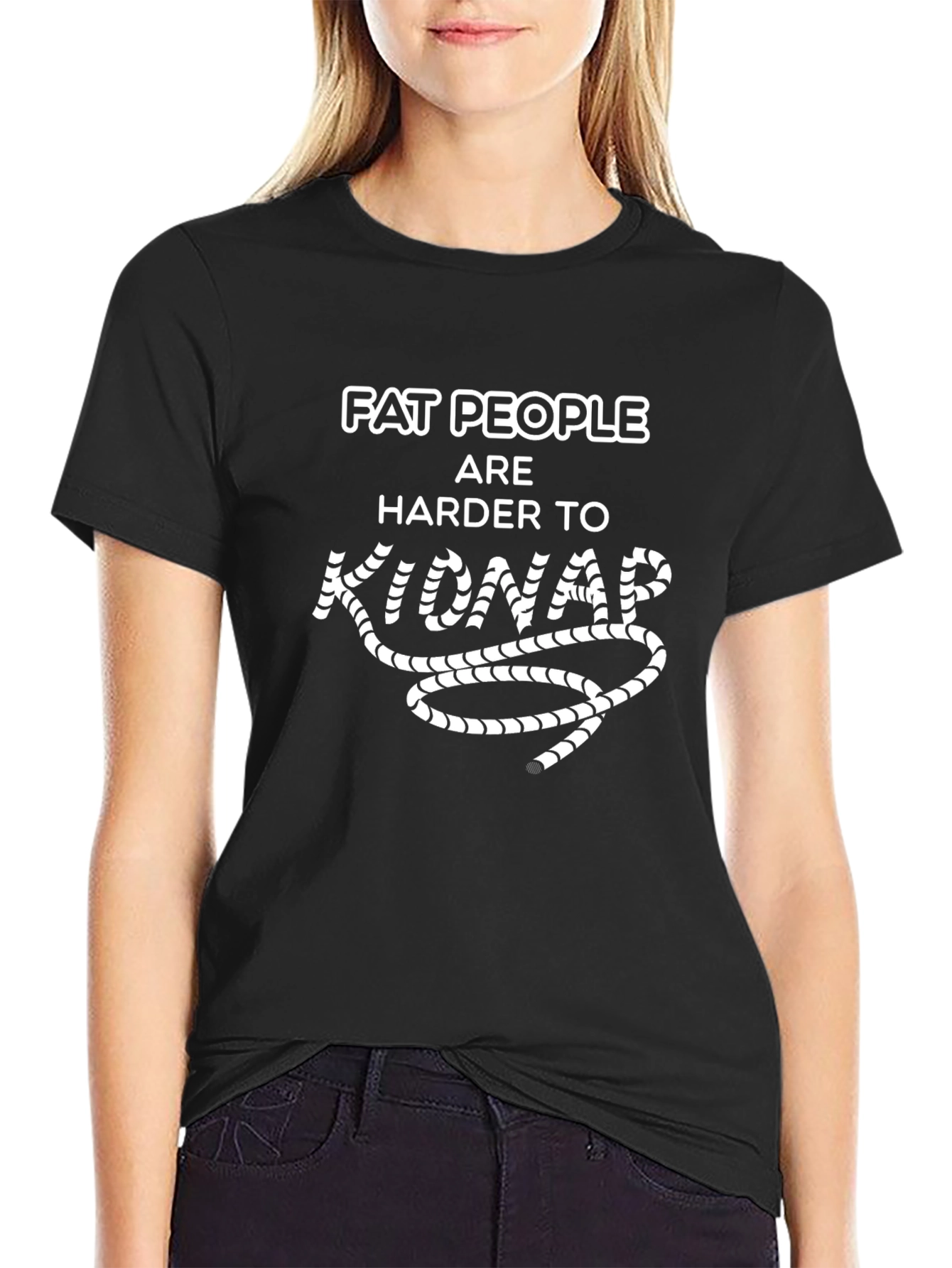 Black Fat People Harder to Kidnap Graphic T-Shirt view 2