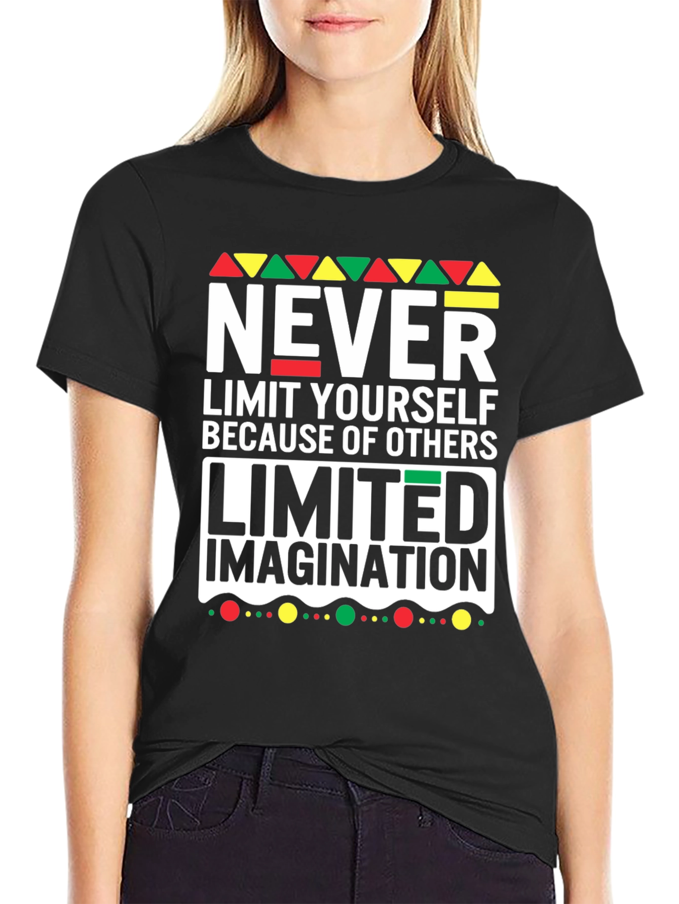 Black Never Limit Yourself T-Shirt - Inspirational Design view 2