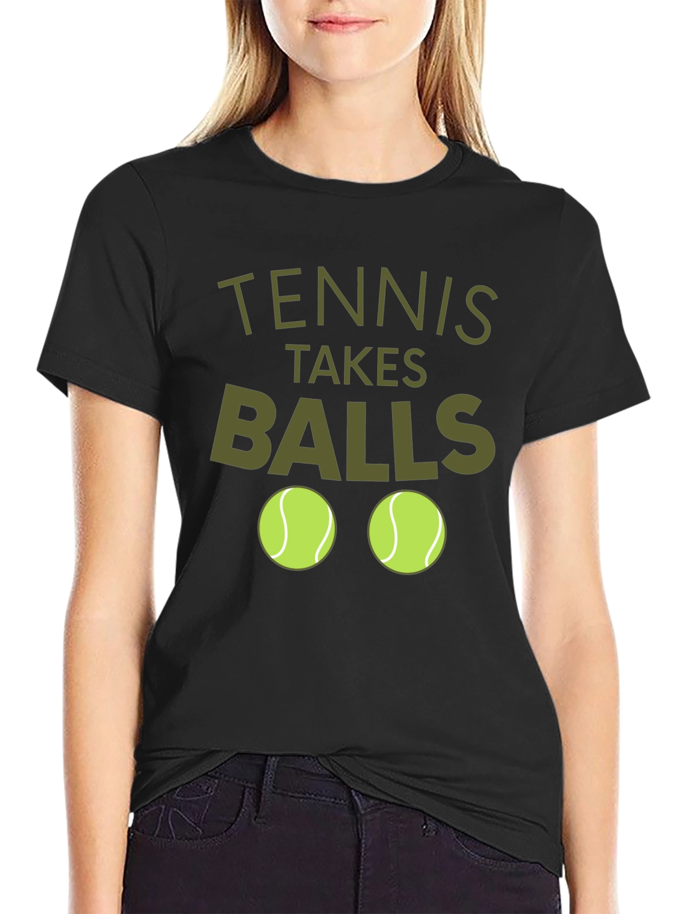 Black Tennis Takes Balls Funny Graphic Tee view 2