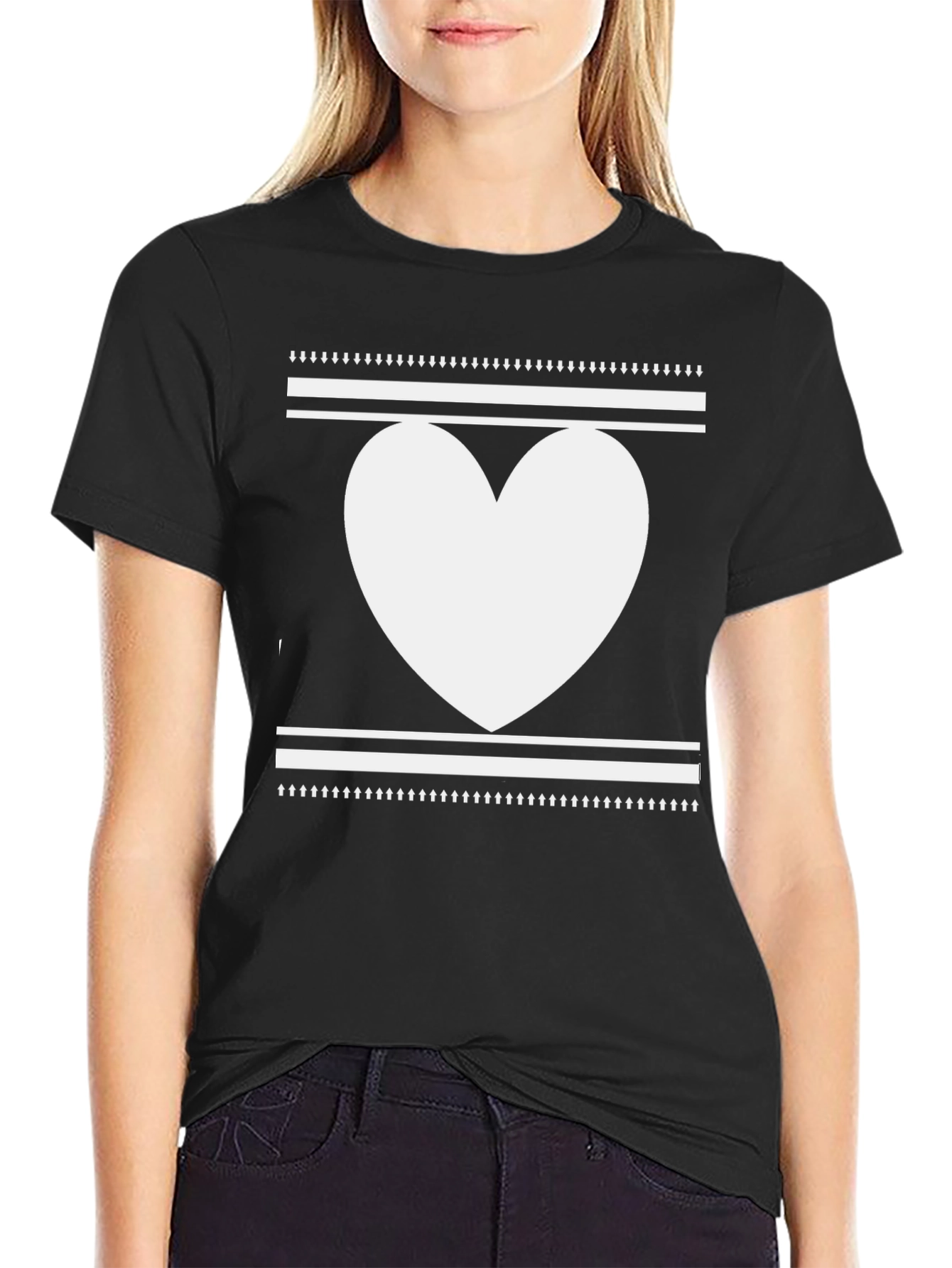 Black Heart Graphic Tee - Stylish Casual Top view 2
