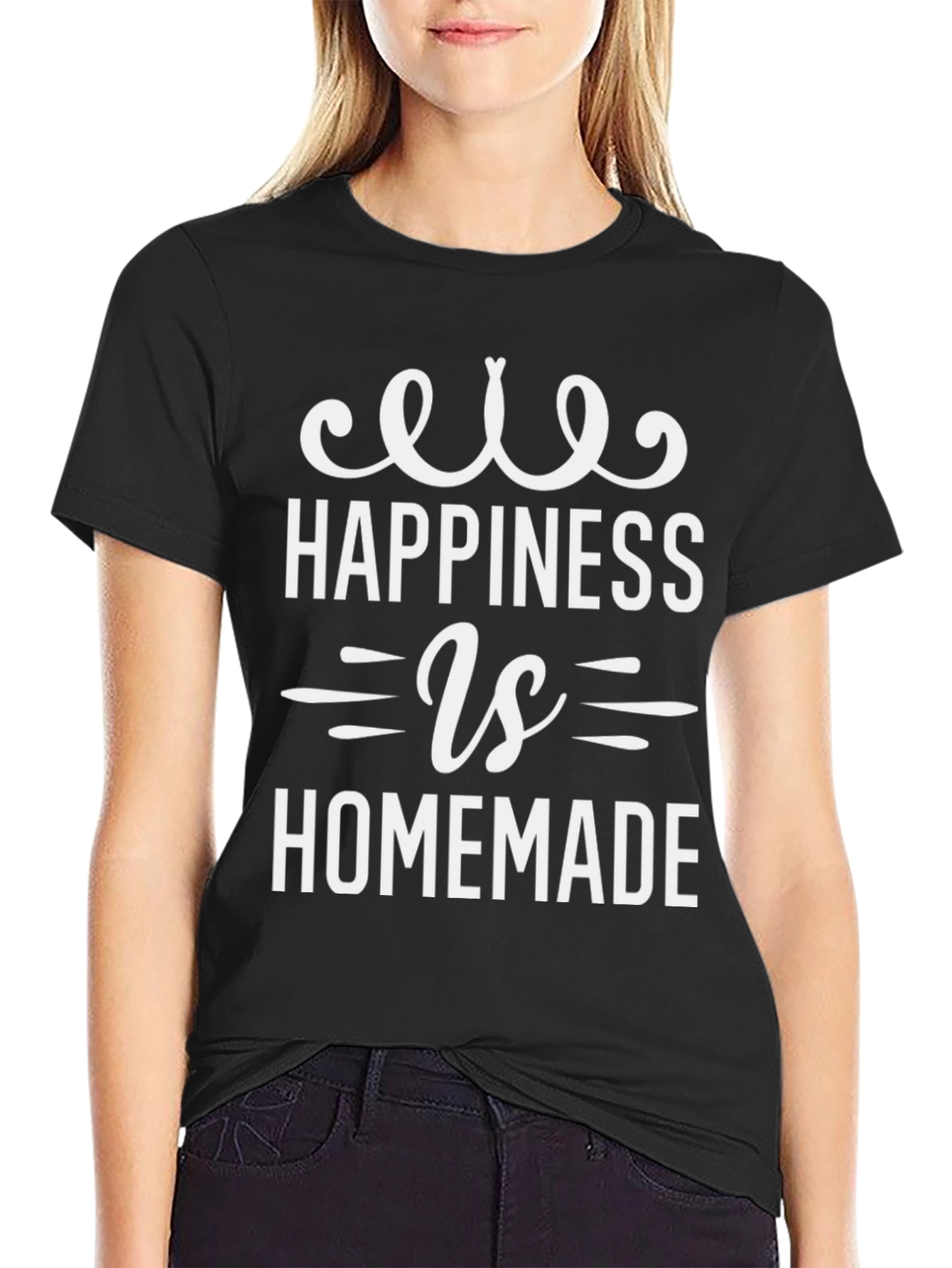 Black Happiness is Homemade Black T-Shirt view 2