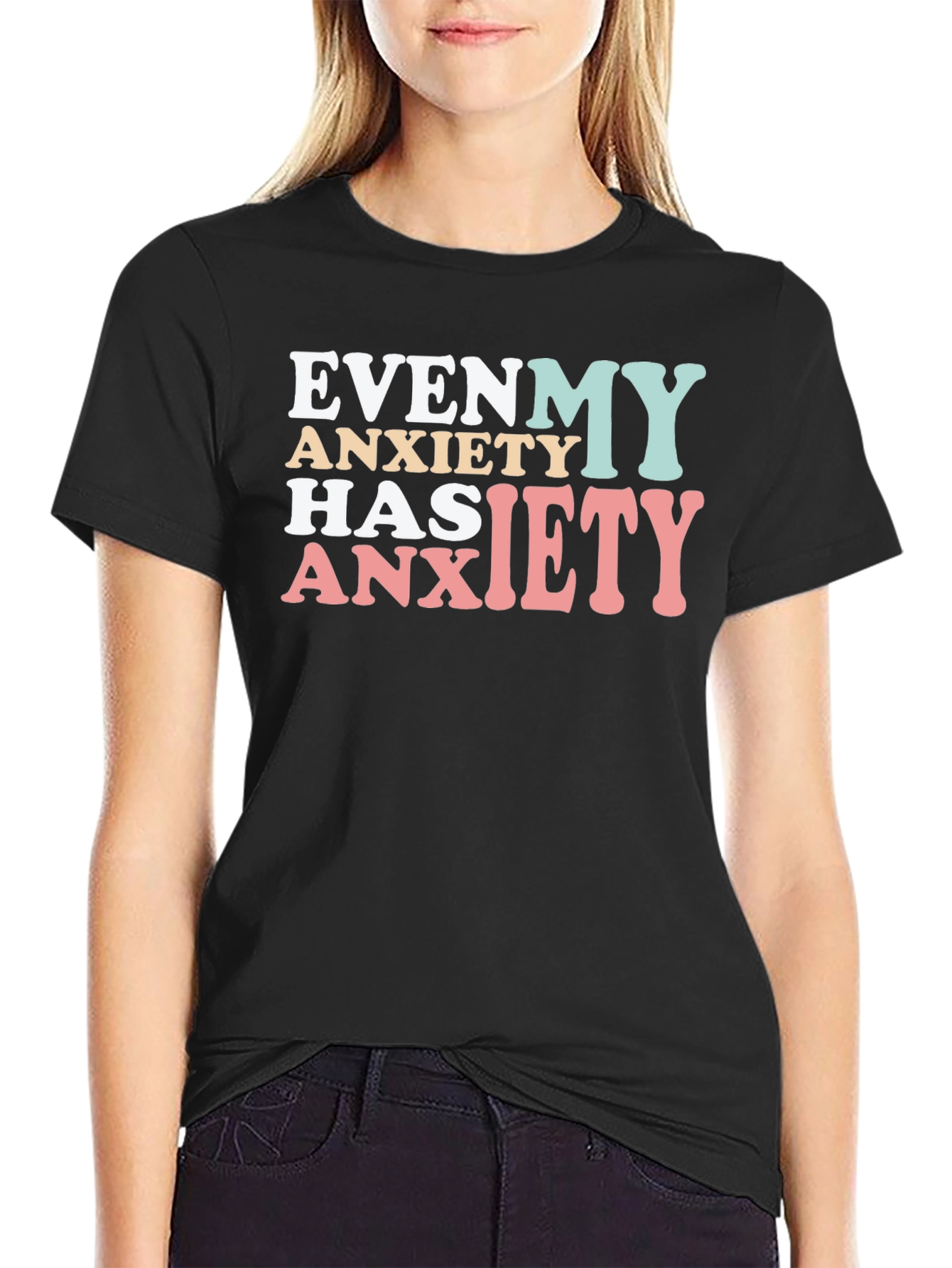 Black Anxiety Graphic Tee - Funny Unisex T-Shirt view 2