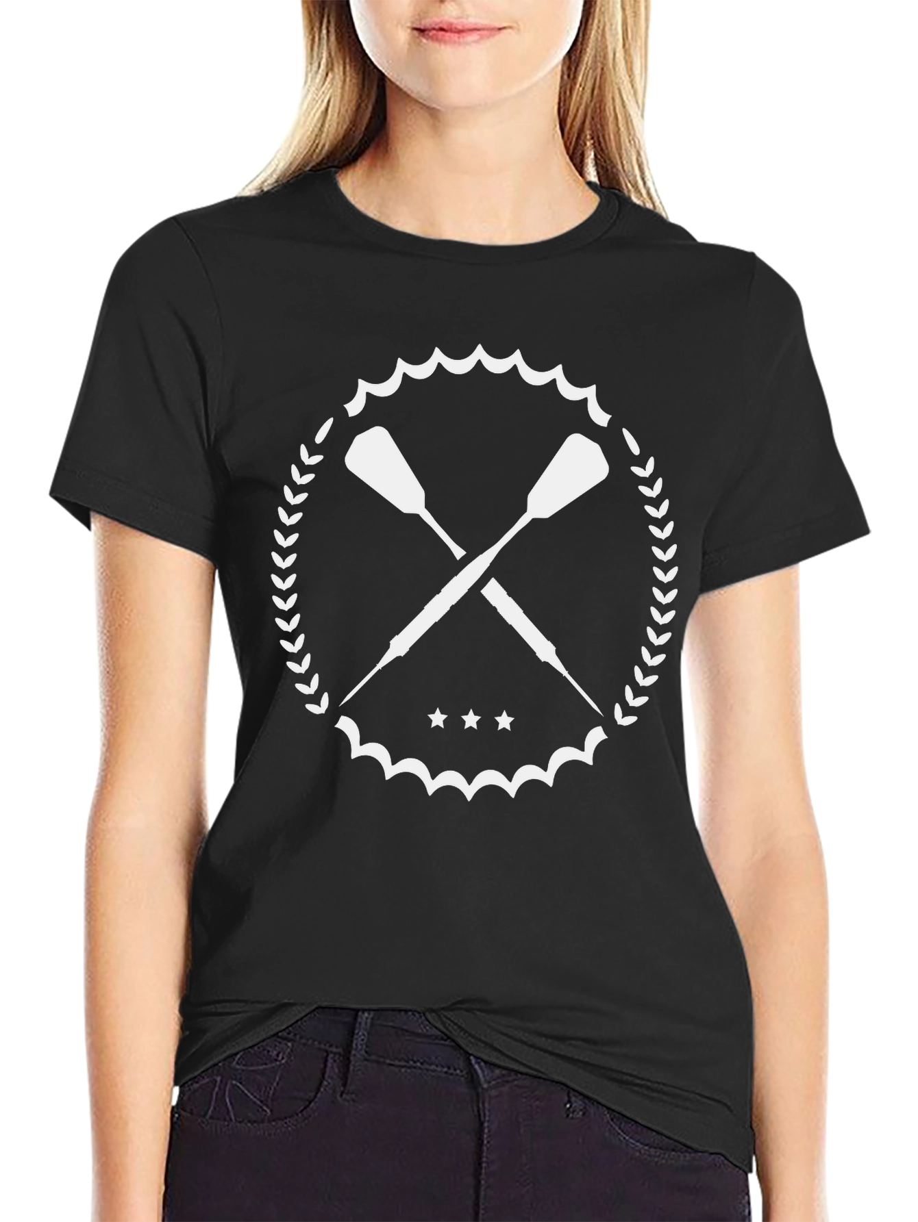 Black Rowing Paddles T-Shirt - Black Crew Neck Tee view 2