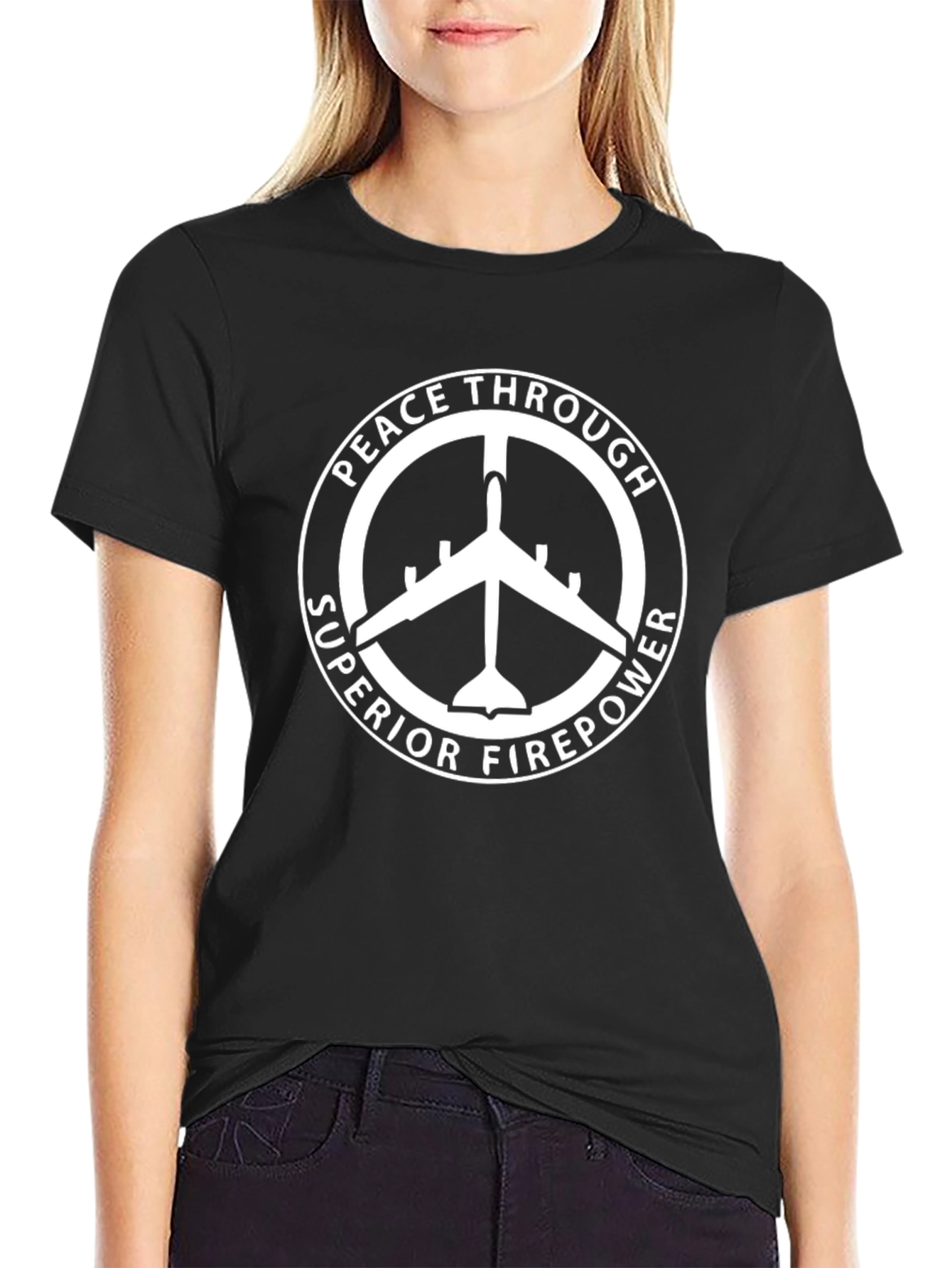 Black Peace Through Superior Firepower Graphic T-Shirt view 2