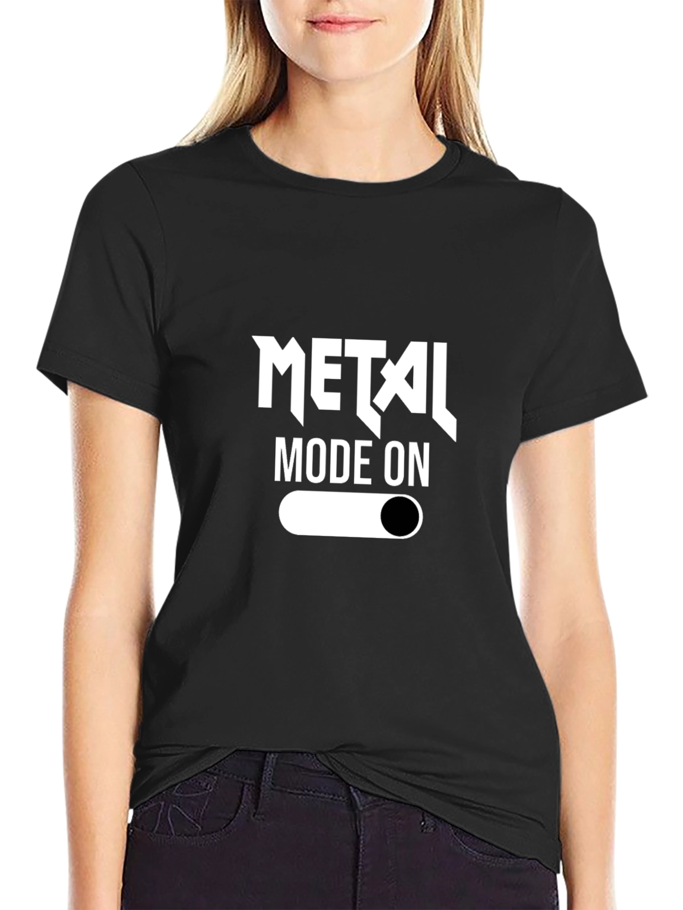 Black Metal Mode On Black T-Shirt view 2