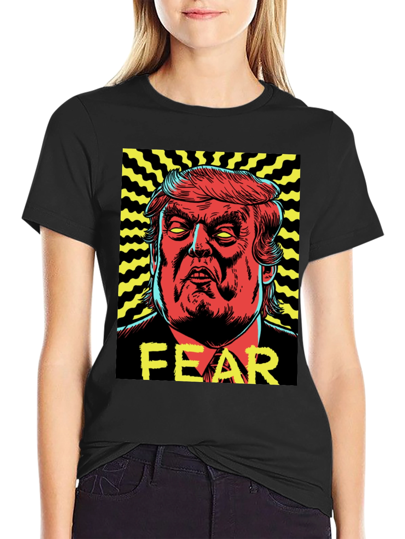 Black Fear Trump Graphic Print Tee - Men's Black T-Shirt view 2