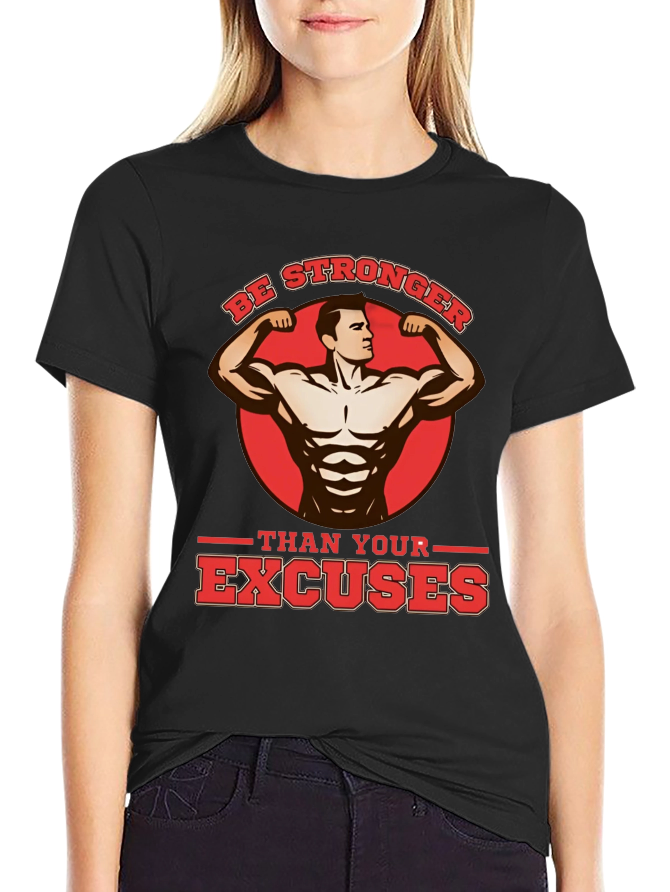 Black Be Stronger Than Your Excuses Black T-Shirt view 2