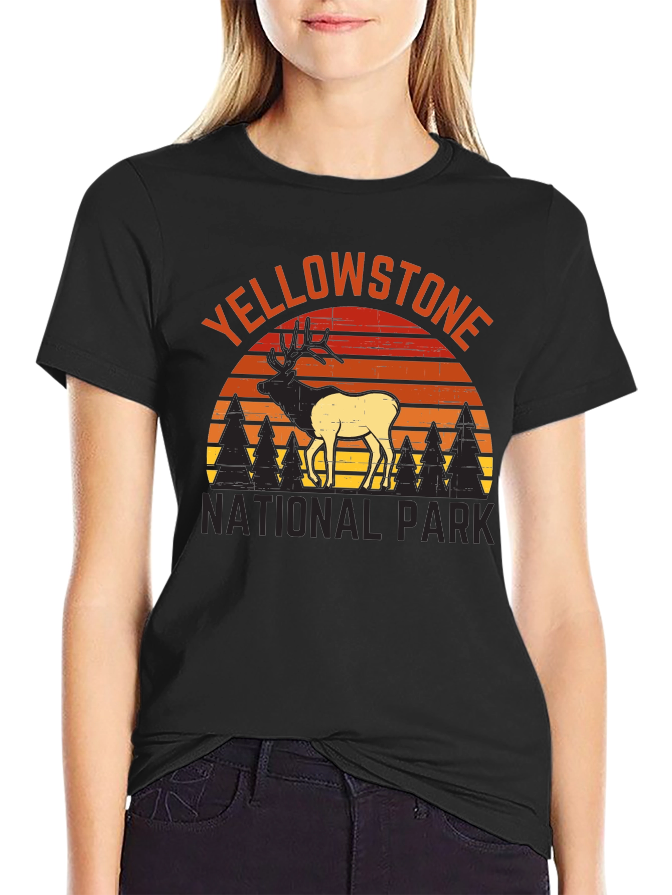 Black Yellowstone National Park Elk Graphic Tee view 2