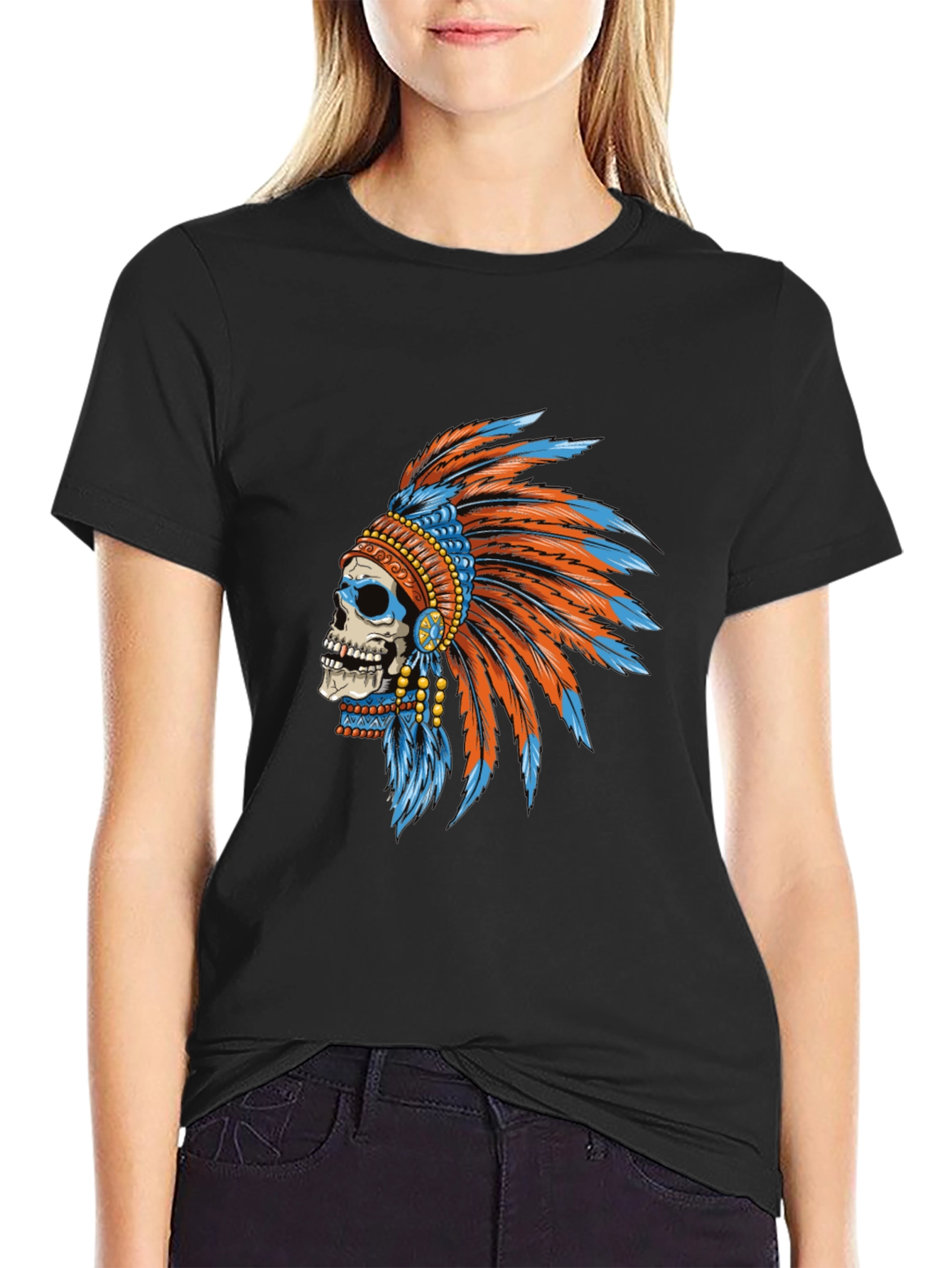 Black Skull Chief T-Shirt - Cool Graphic Tee view 2