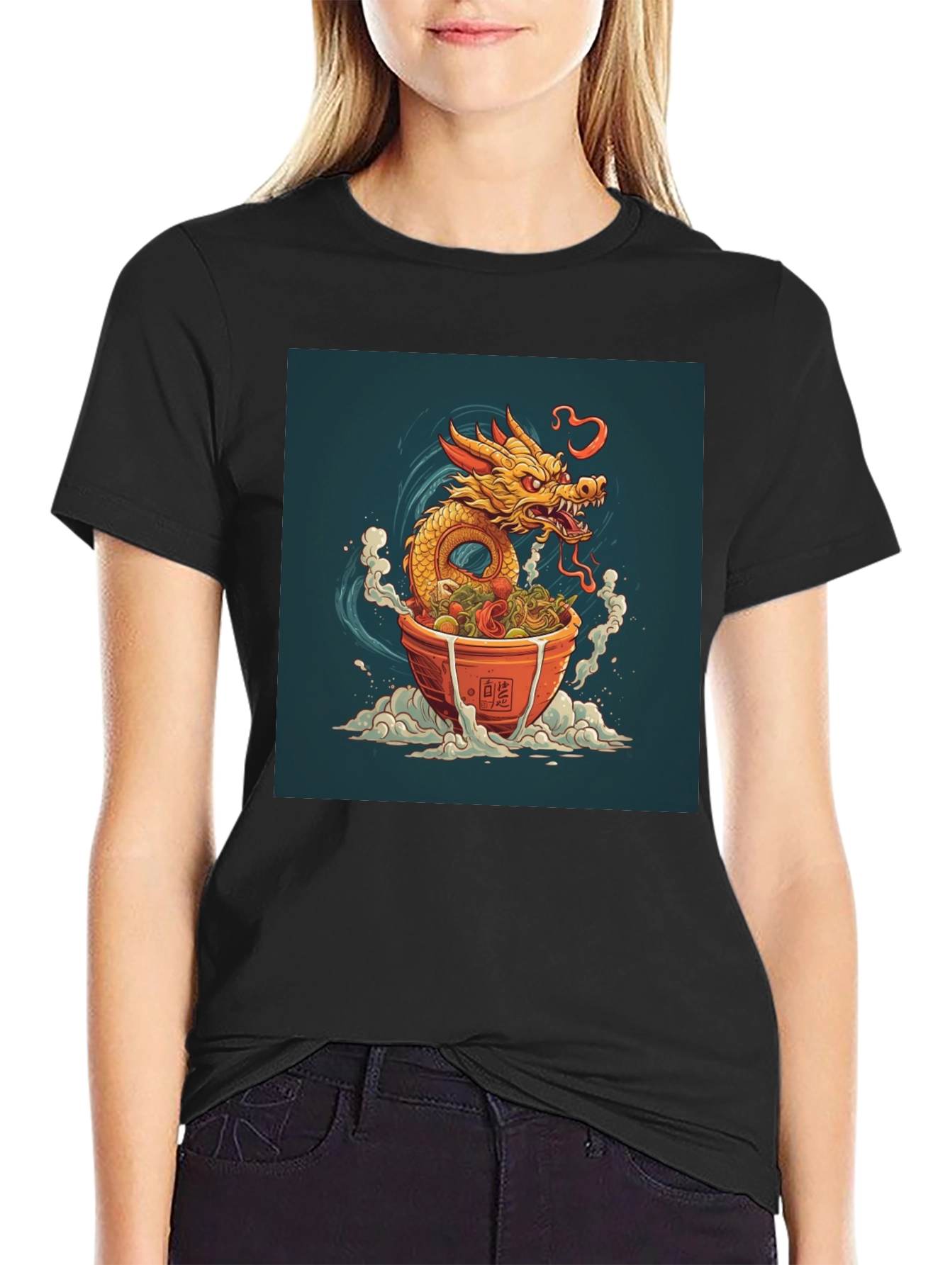 Black Dragon Ramen T-Shirt - Unique Graphic Tee view 2