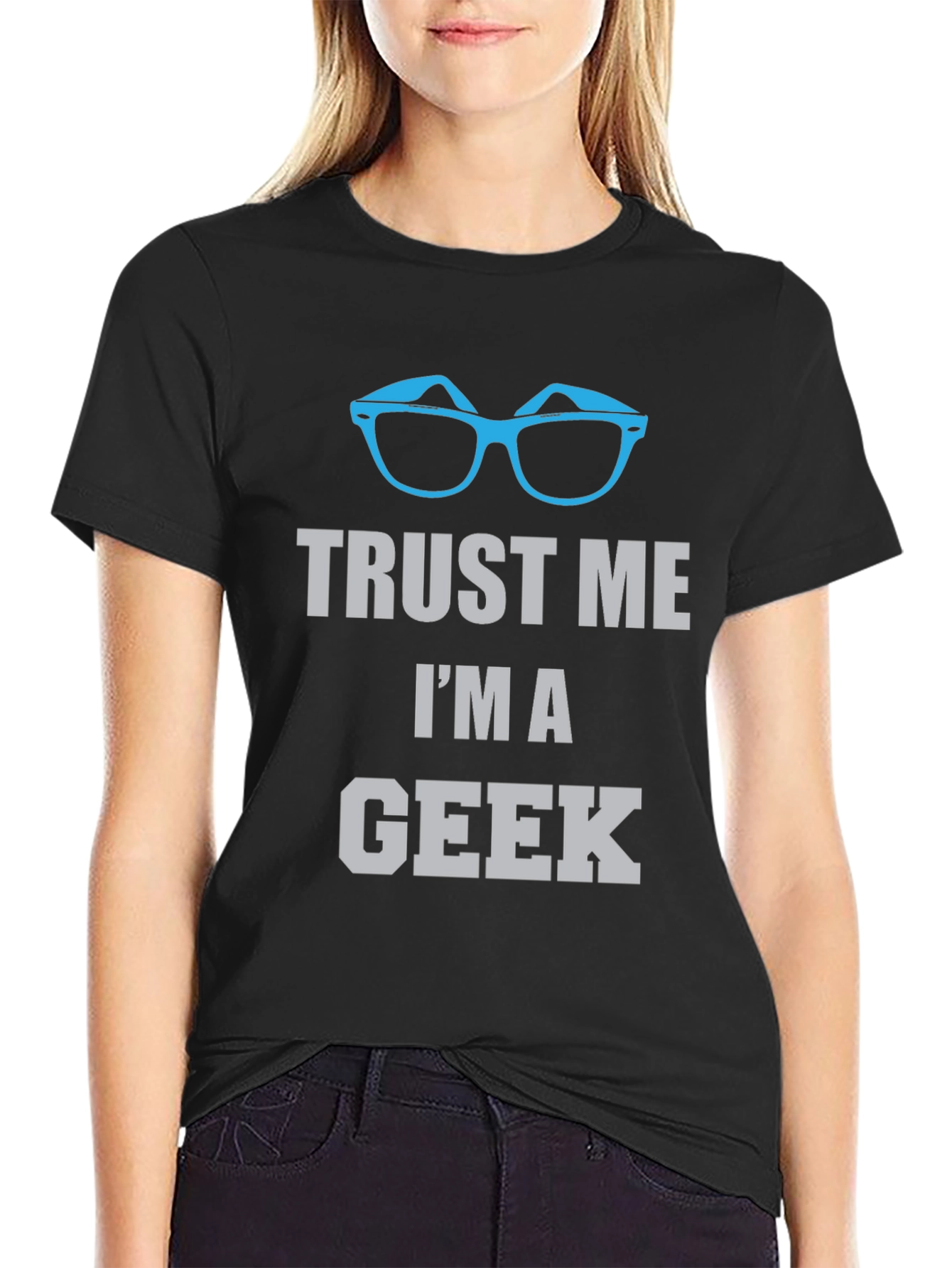 Black Trust Me I'm A Geek T-Shirt view 2