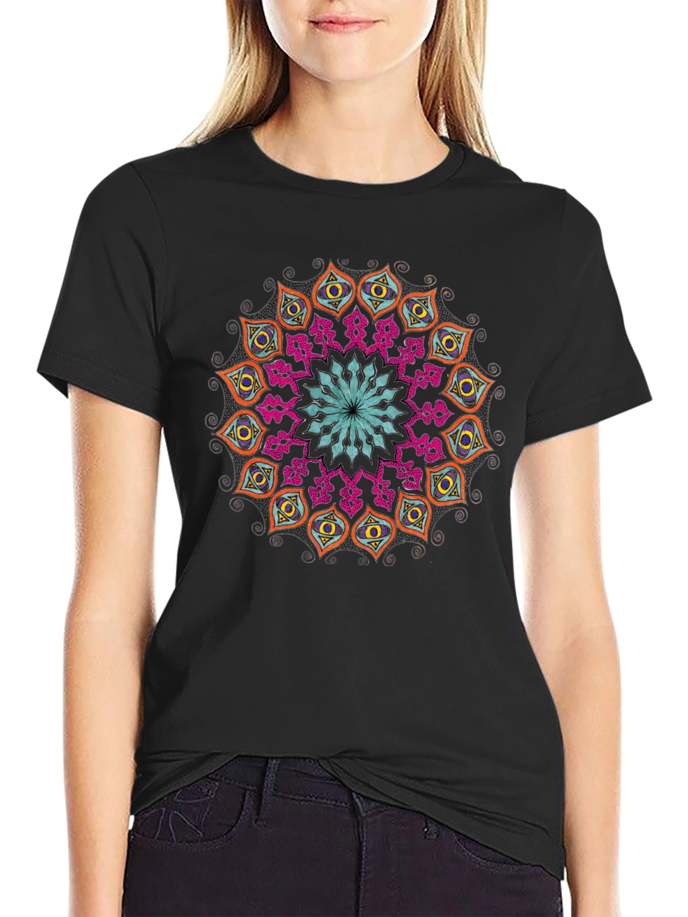 Black Mandala Graphic Tee - Unique Design view 2