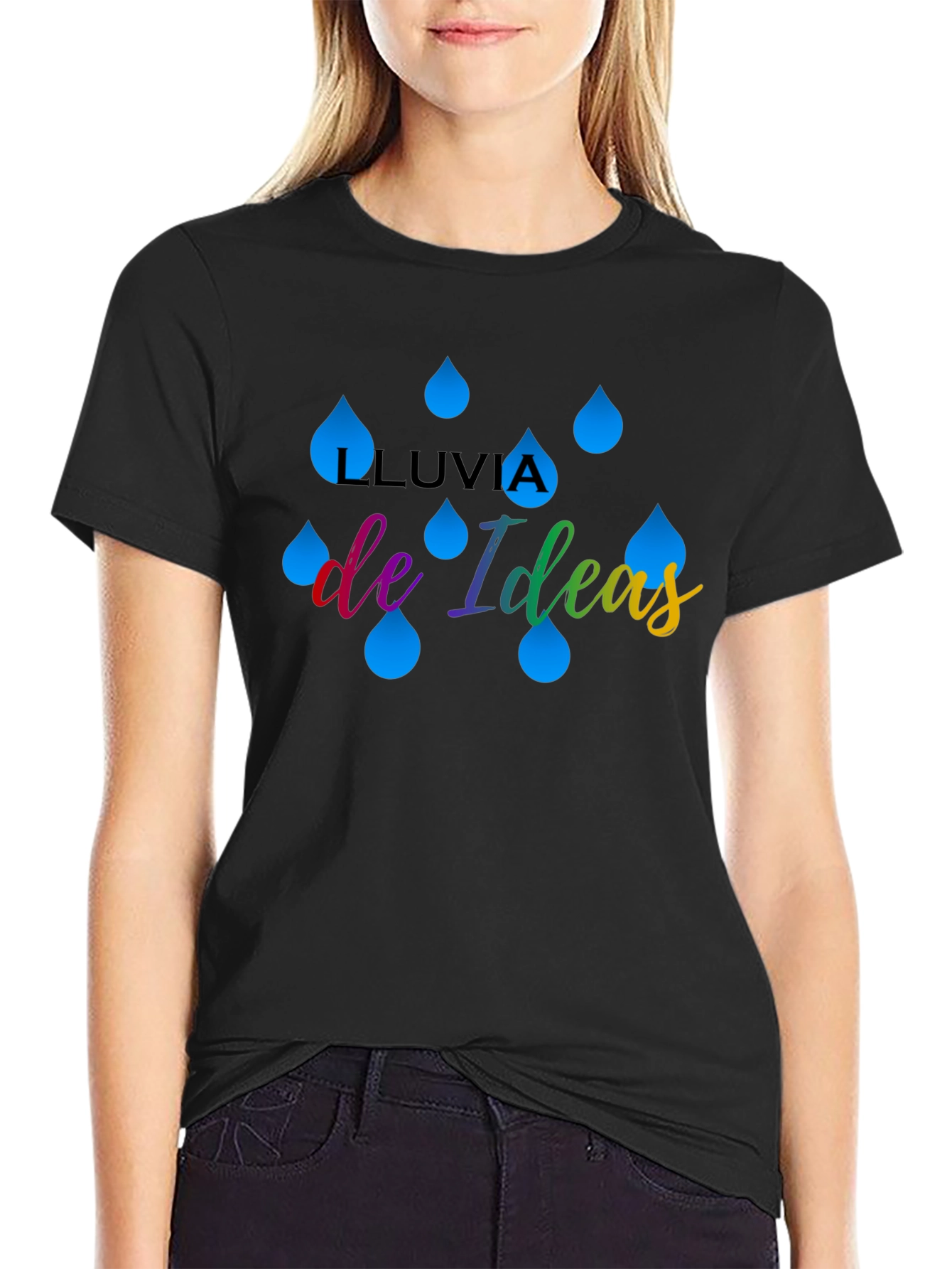 Black Lluvia de Ideas Graphic T-Shirt view 2