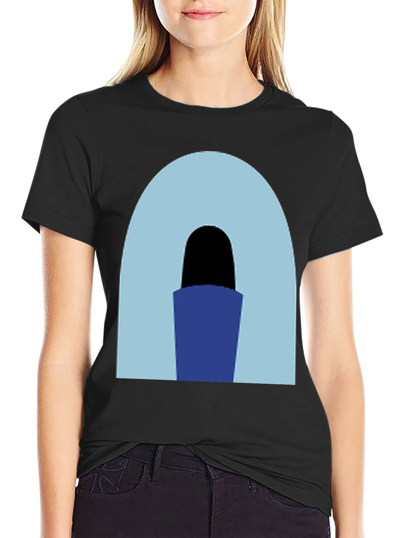 Black Abstract Arch Graphic Tee - Casual Black T-Shirt view 2