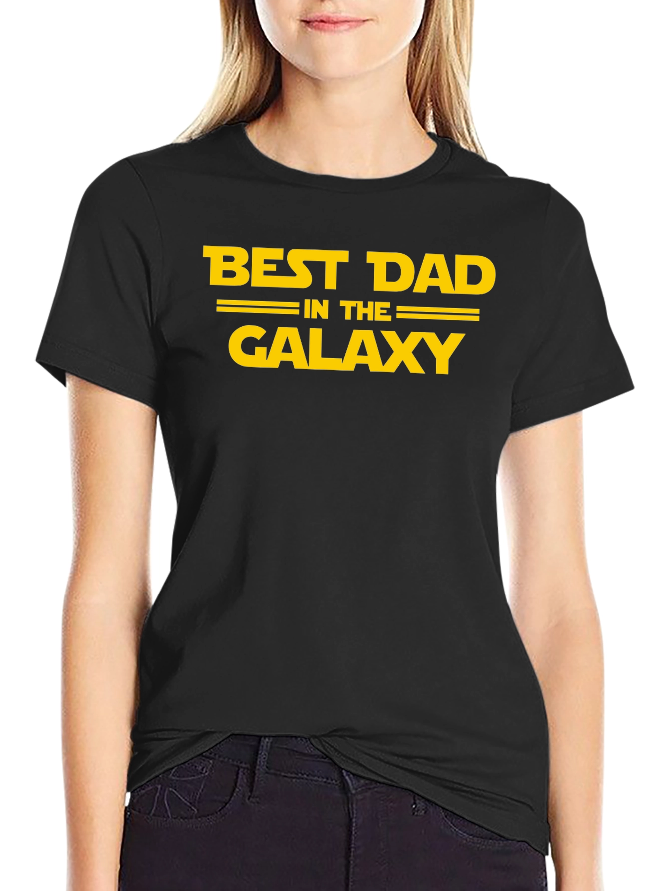 Black Best Dad In The Galaxy T-Shirt view 2