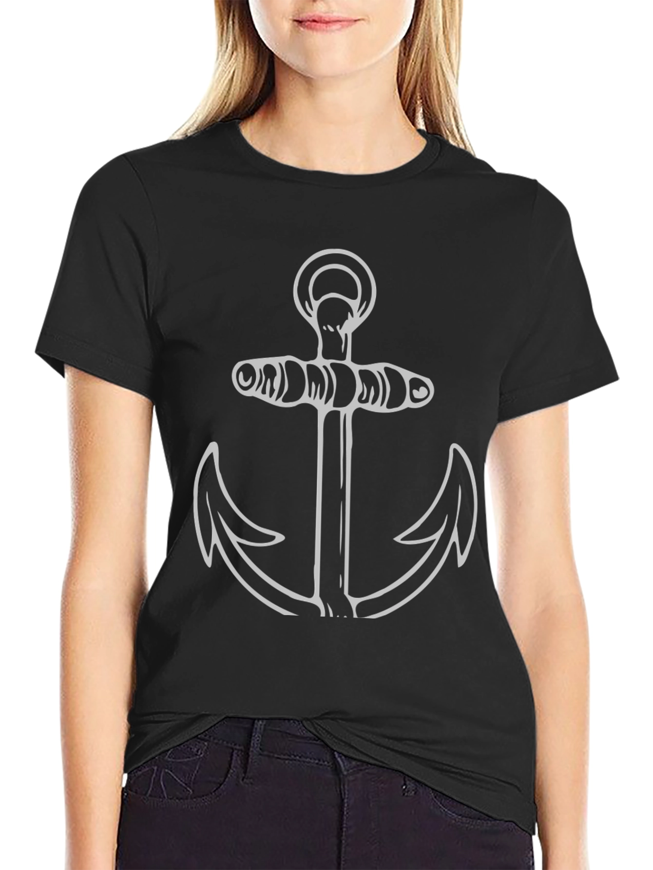 Black Anchor Graphic Tee - Nautical Style view 2