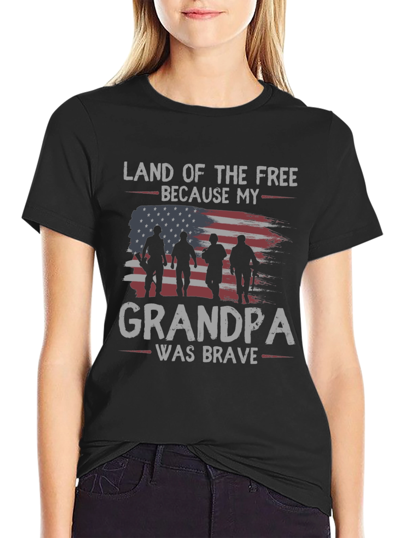 Black Land of the Free Grandpa Graphic Tee view 2