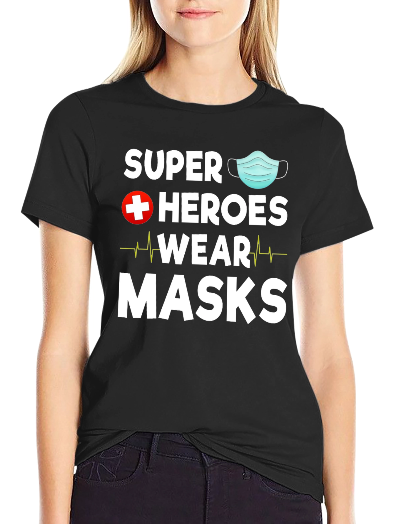 Black Super Heroes Wear Masks T-Shirt view 2