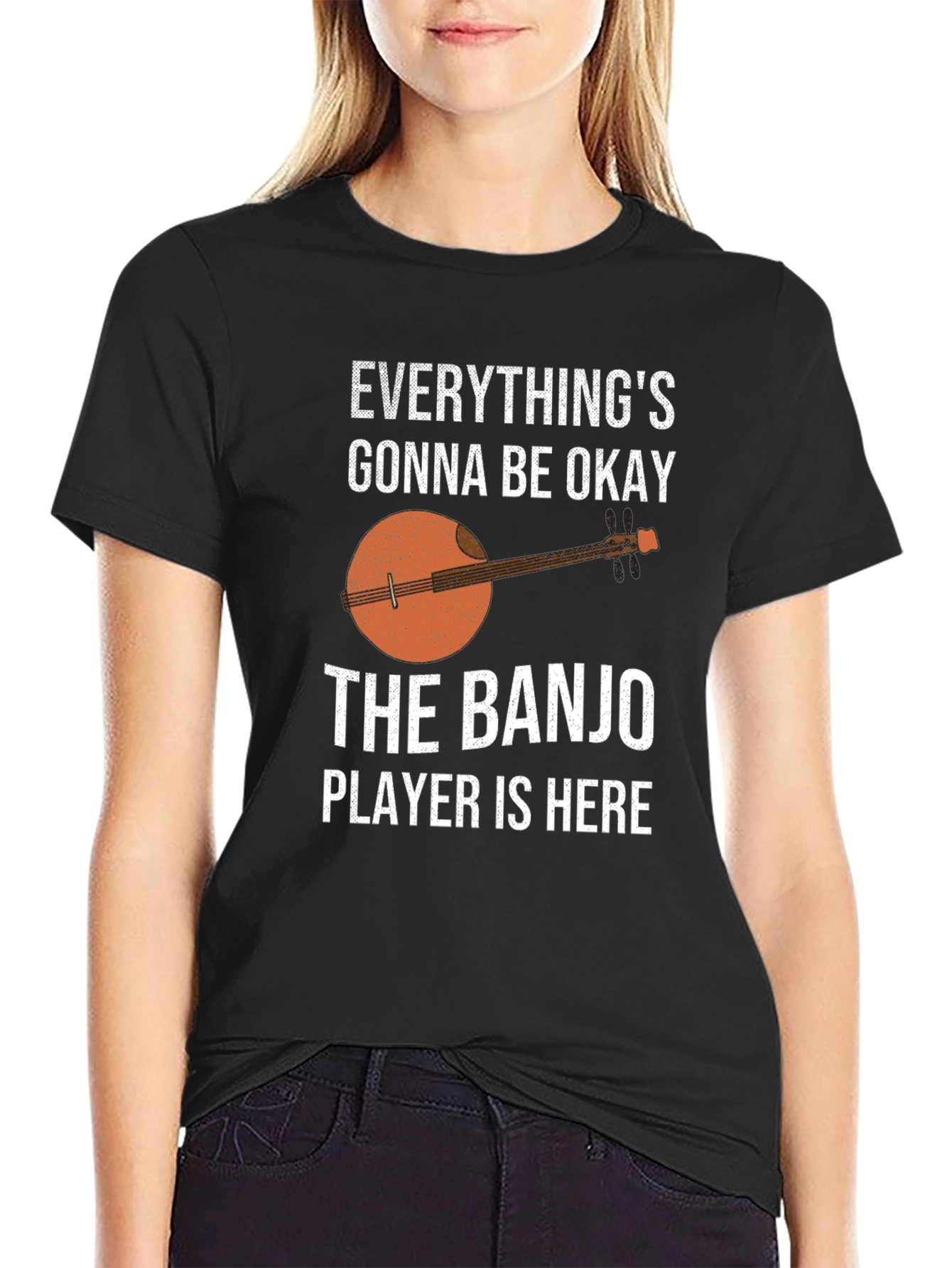 Black Banjo Player T-Shirt - Everything's Gonna Be Okay view 2