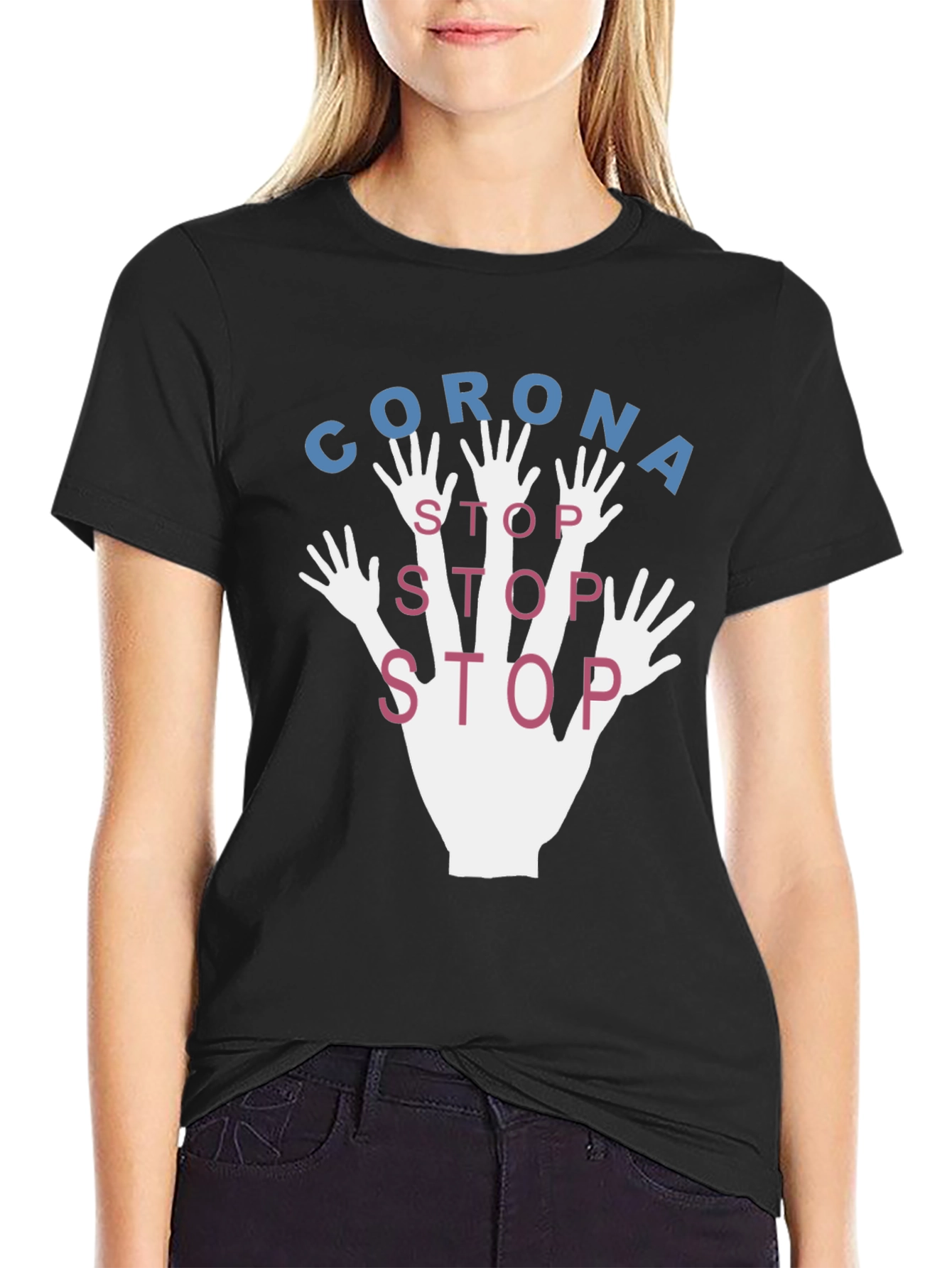 Black Stop Corona Black Graphic Tee view 2