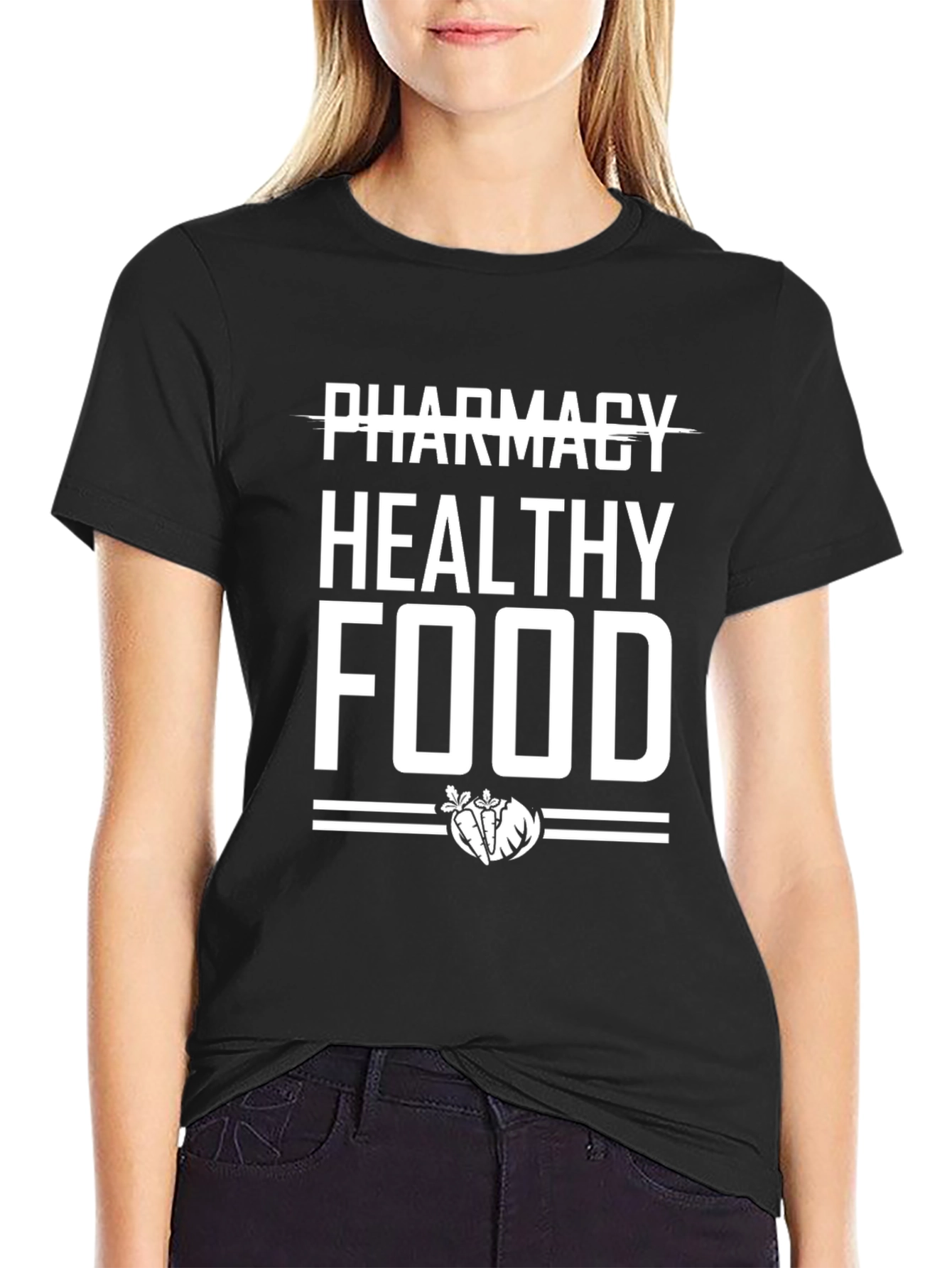 Black Healthy Food T-Shirt - Eat Well! view 2