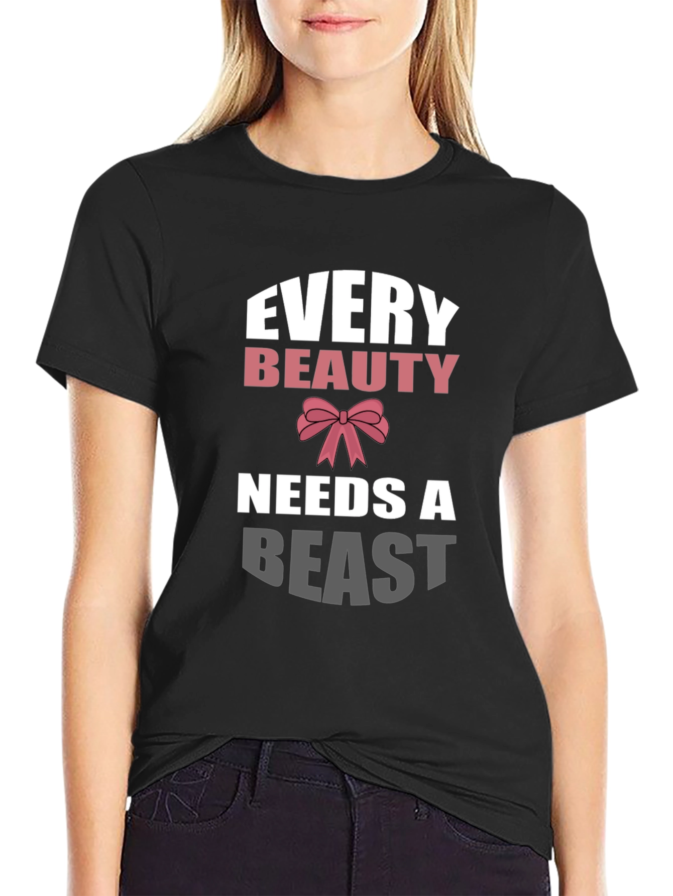 Black Every Beauty Needs a Beast Graphic Tee view 2