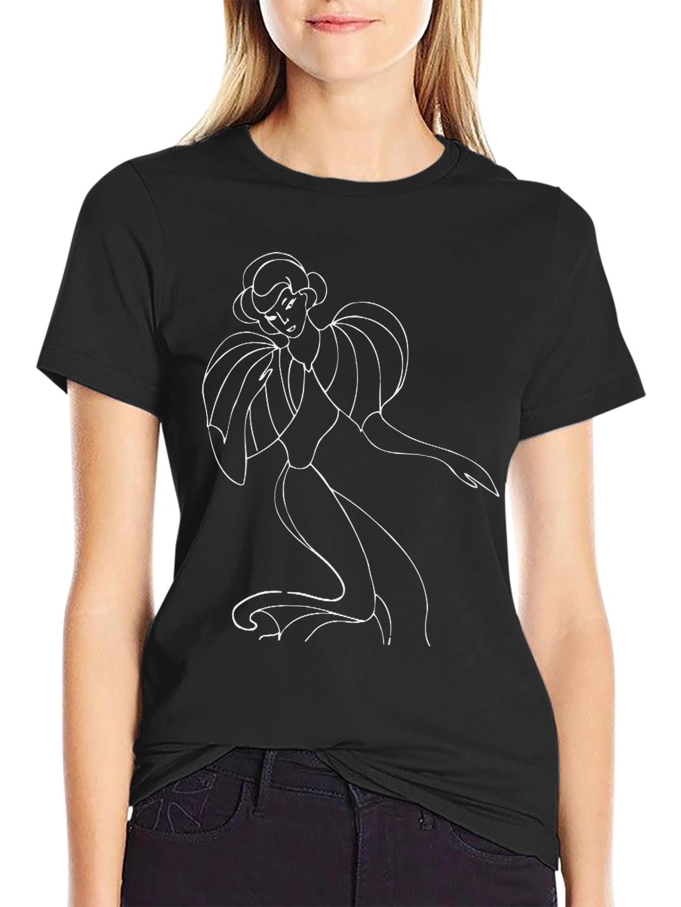Black Elegant Lady Black T-Shirt view 2
