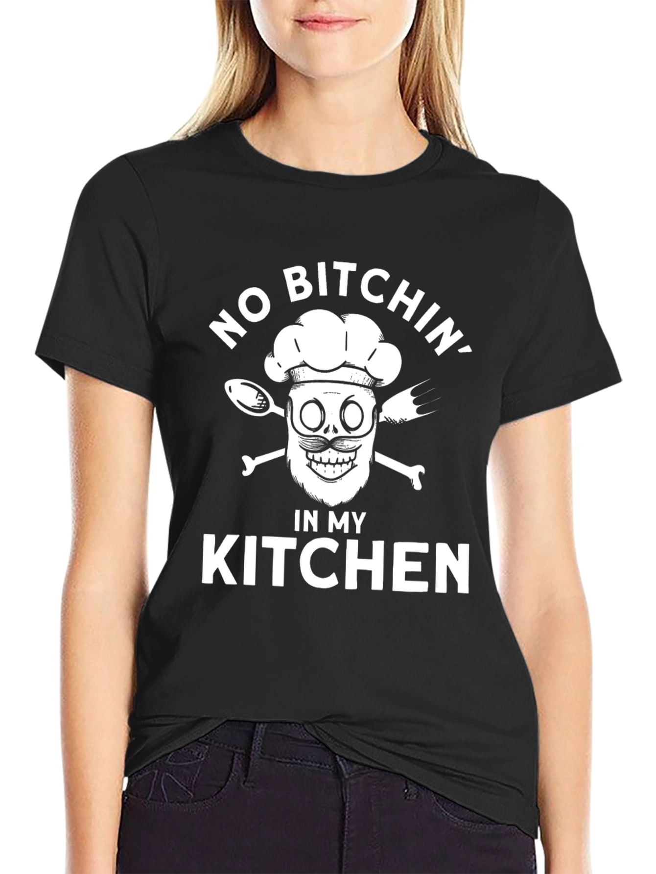 Black No Bitchin' in My Kitchen Black Graphic T-Shirt view 2