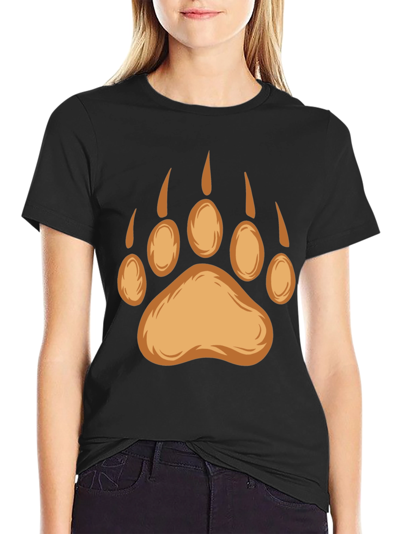 Black Bear Paw Print Graphic Tee - Black view 2