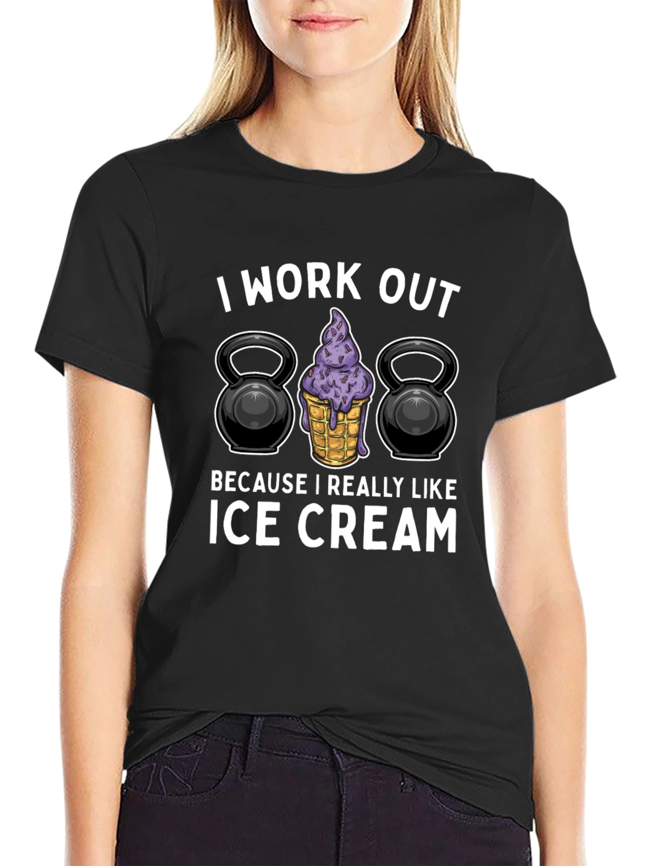 Black Workout for Ice Cream Black Graphic Tee view 2