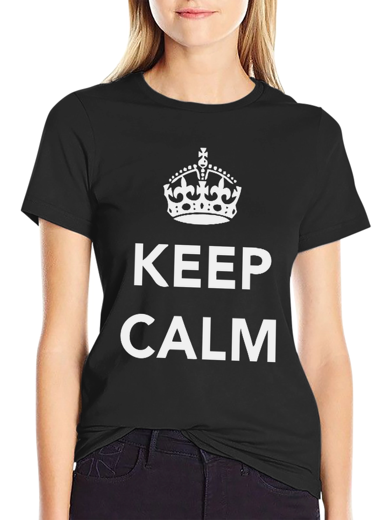 Black Keep Calm Graphic T-Shirt view 2