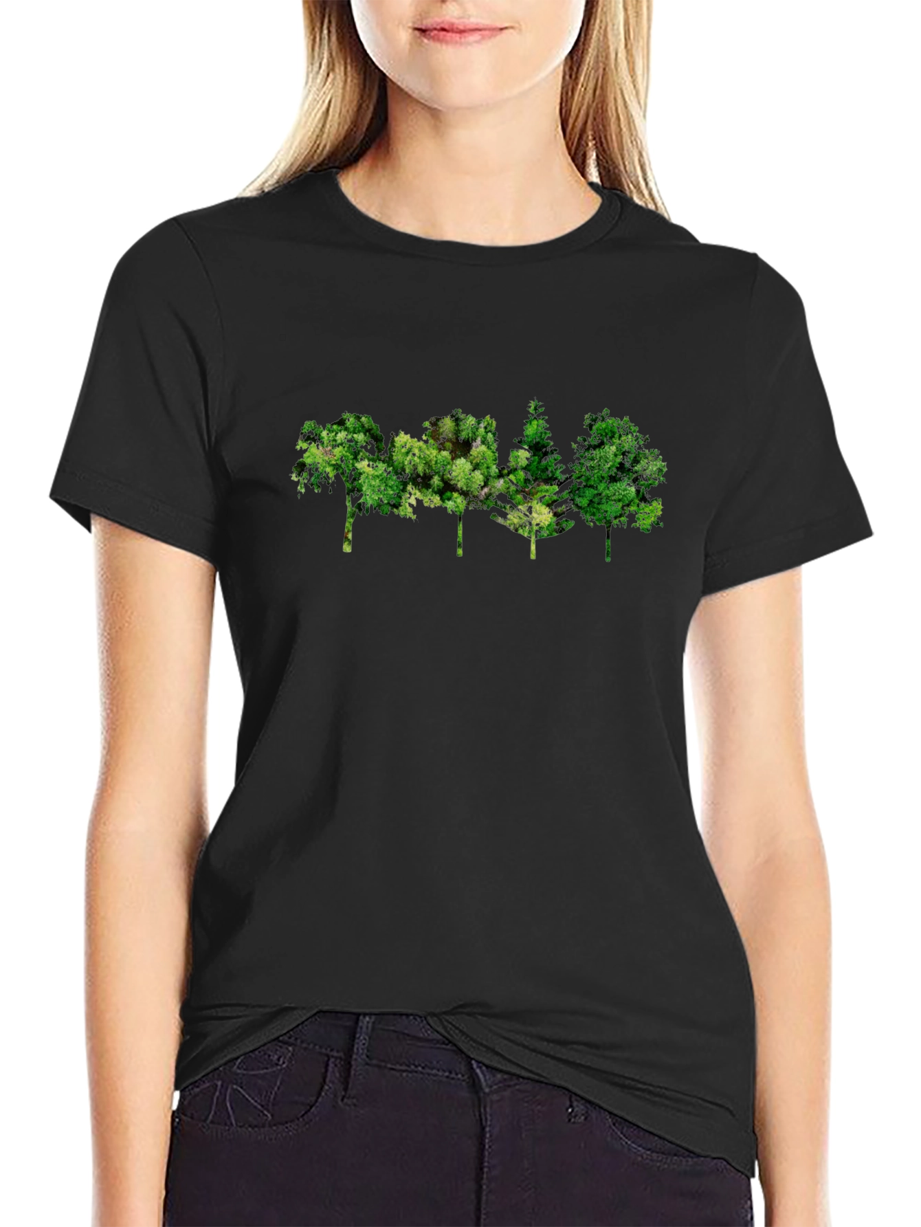 Black Men's Black Tree Graphic Tee - Nature Inspired Design view 2
