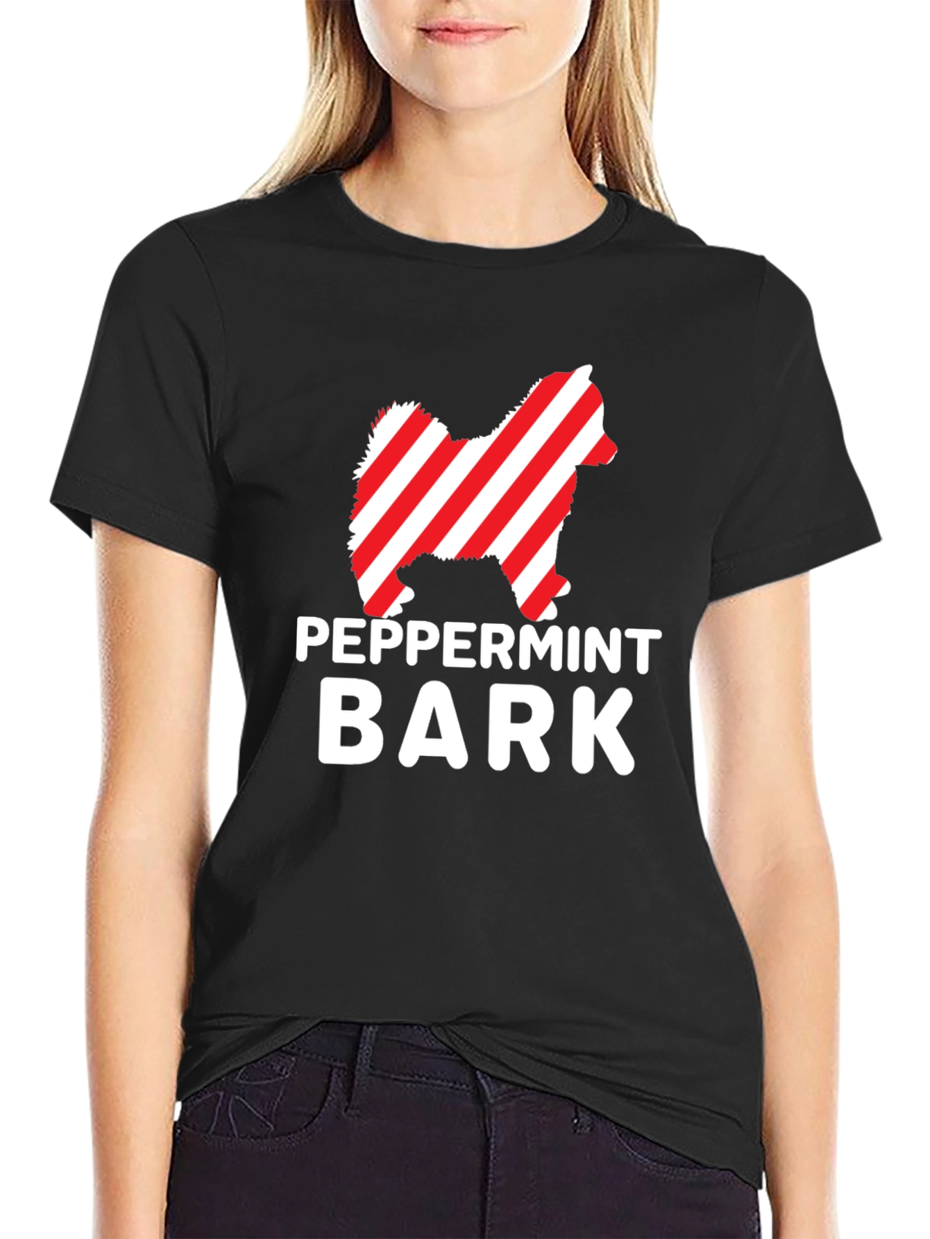 Black Peppermint Bark Dog T-Shirt - Festive Holiday Apparel view 2
