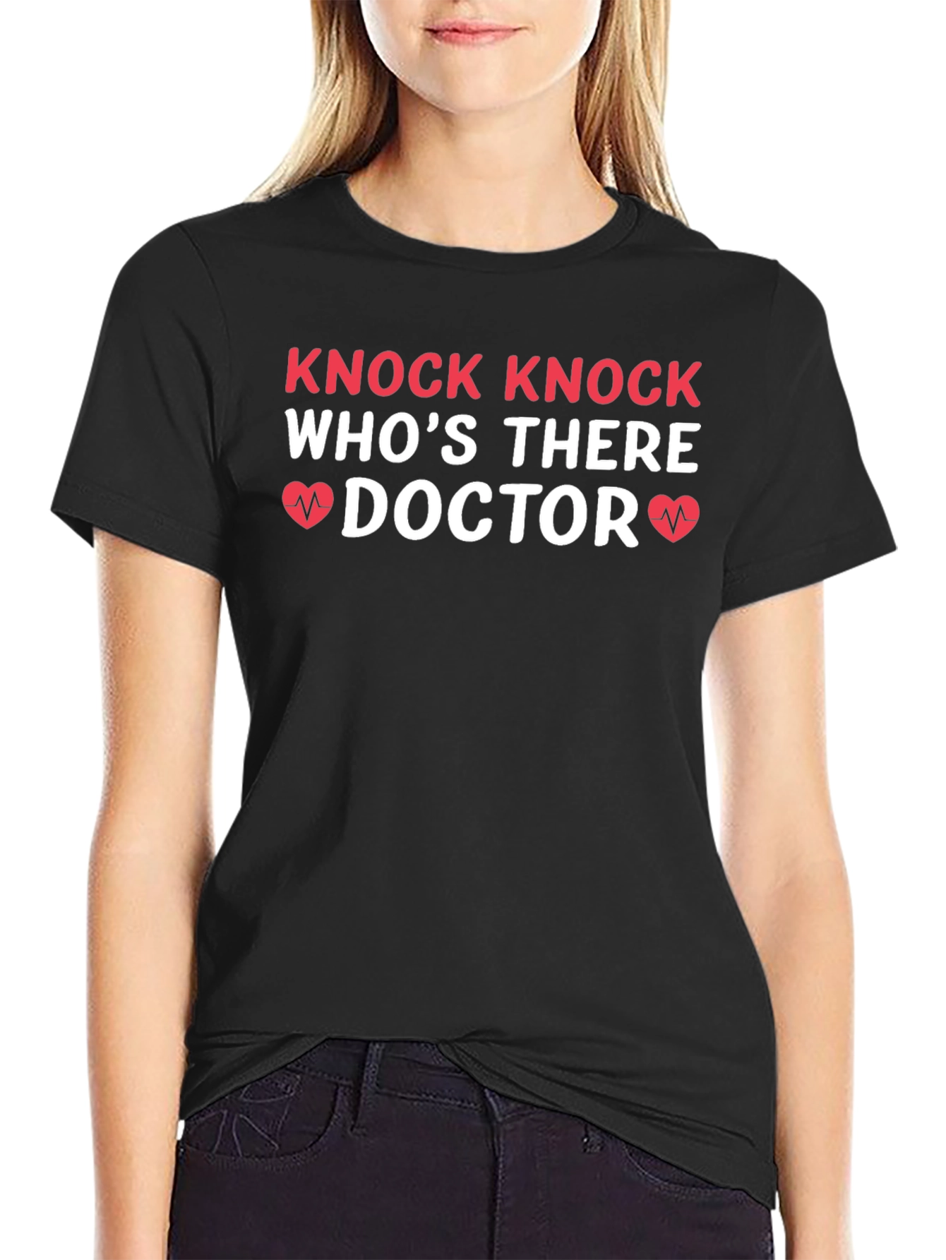 Black Knock Knock Doctor Graphic Tee - Medical Humor T-Shirt view 2
