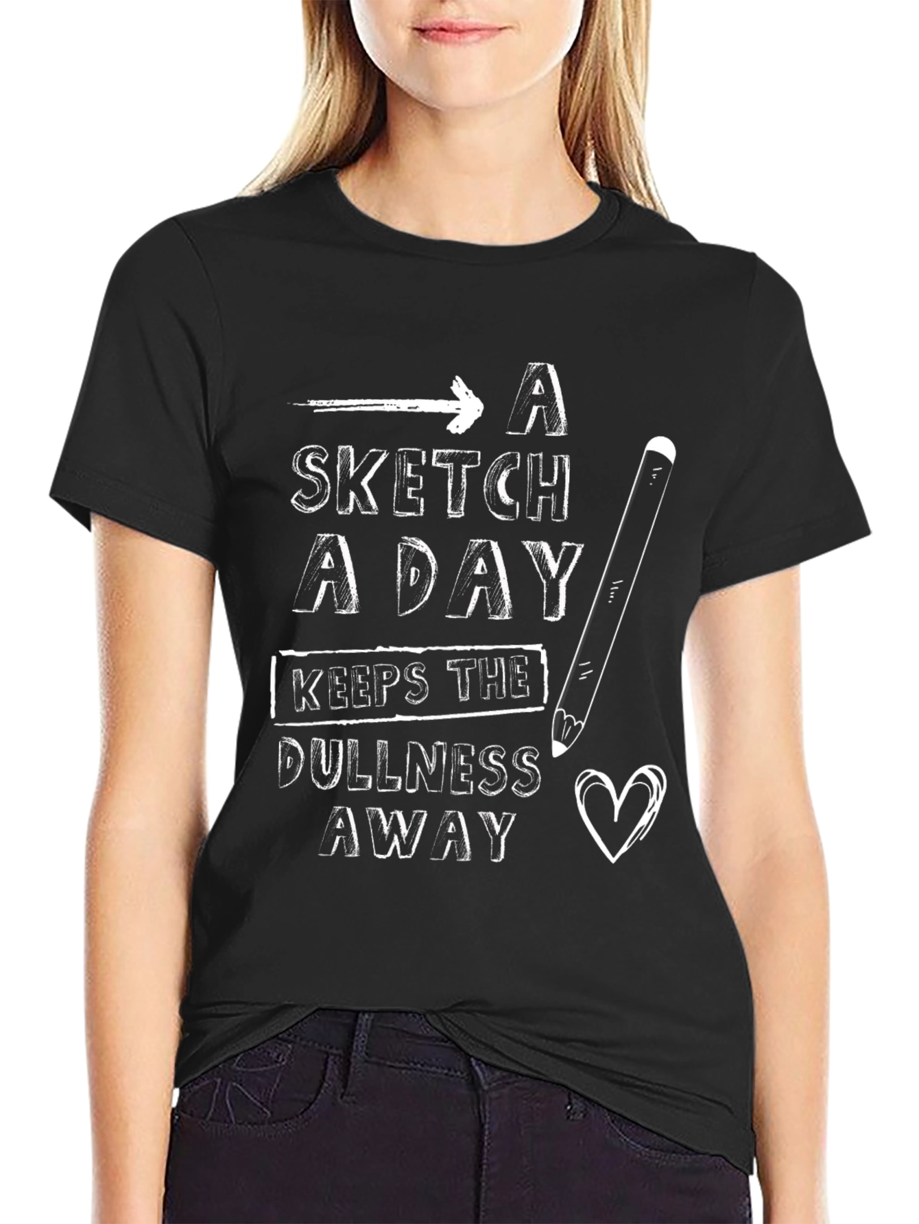 Black Sketch a Day Graphic T-Shirt - Artist Apparel view 2