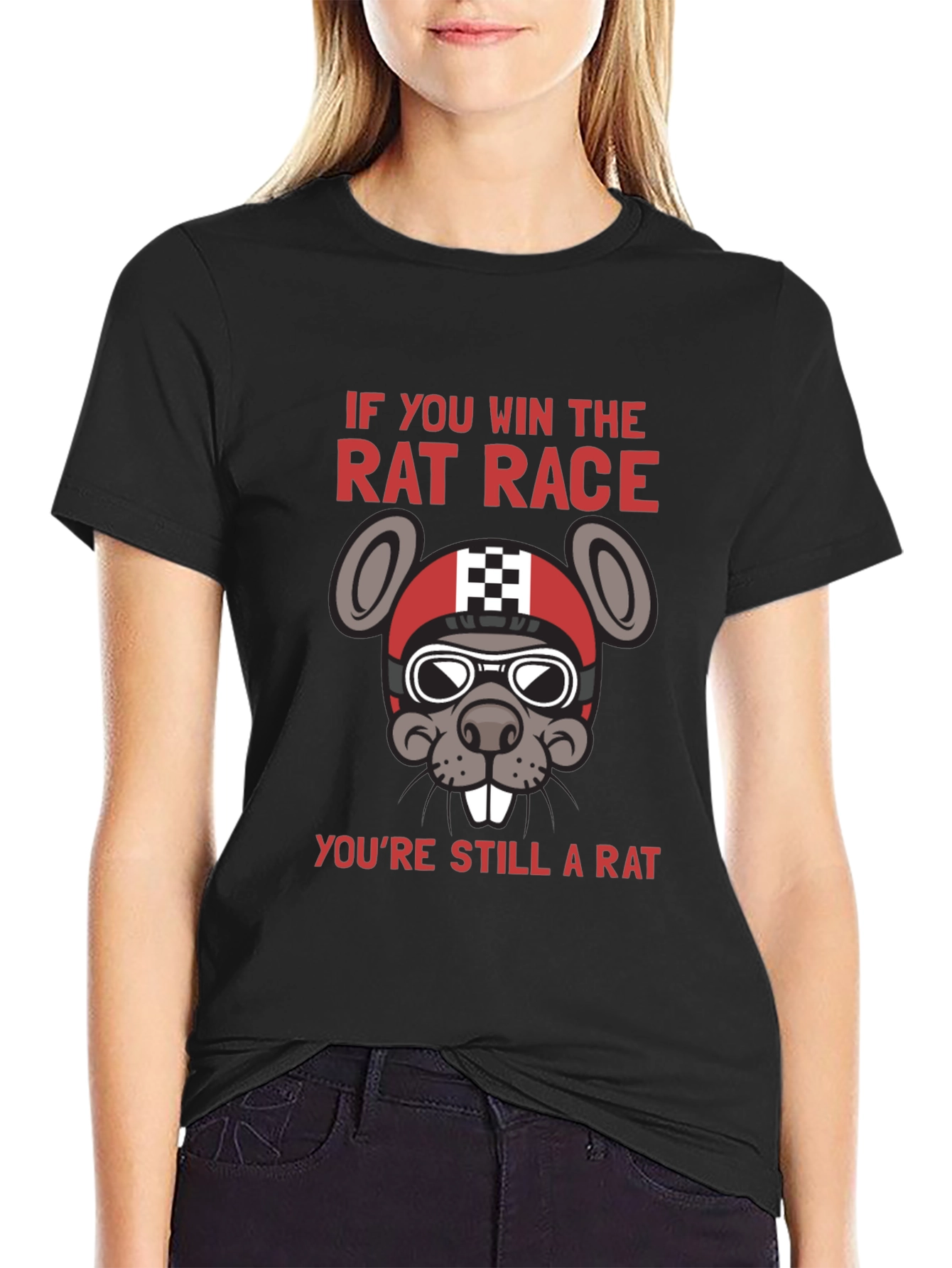 Black Rat Race Winner T-Shirt - Still A Rat Funny Tee view 2