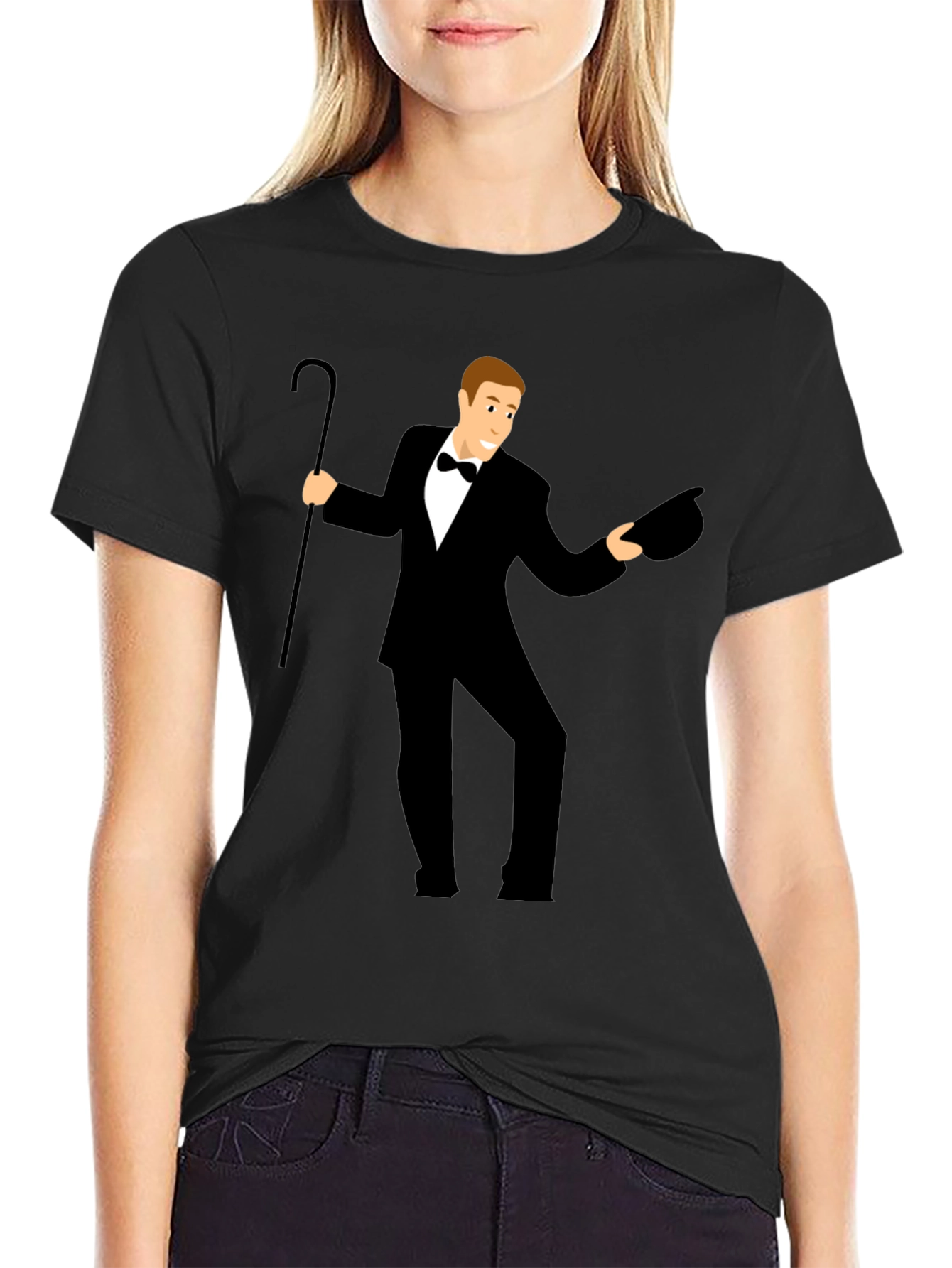 Black Dapper Gentleman Graphic Tee - Classic Style view 2