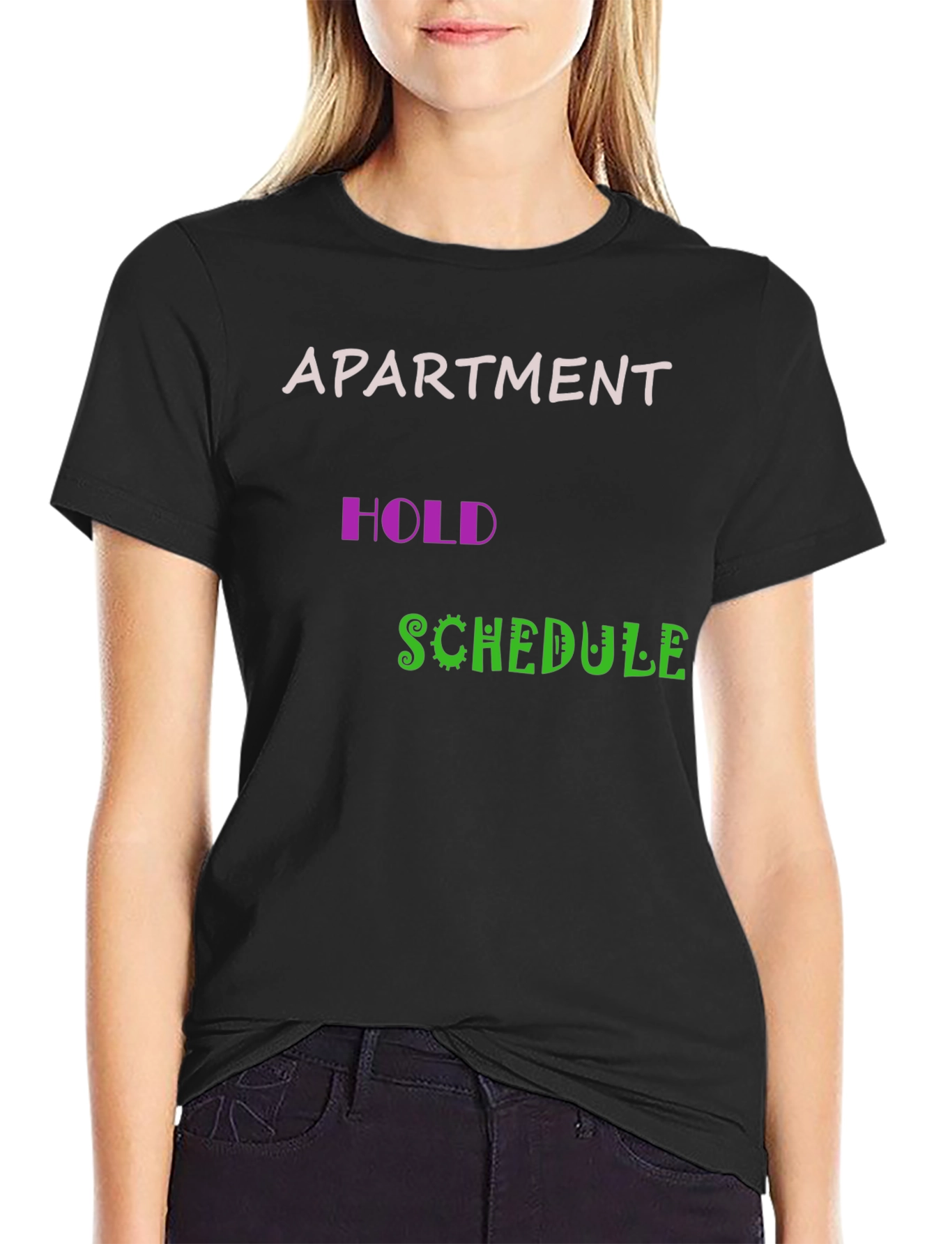 Black Apartment Hold Schedule Graphic Tee view 2