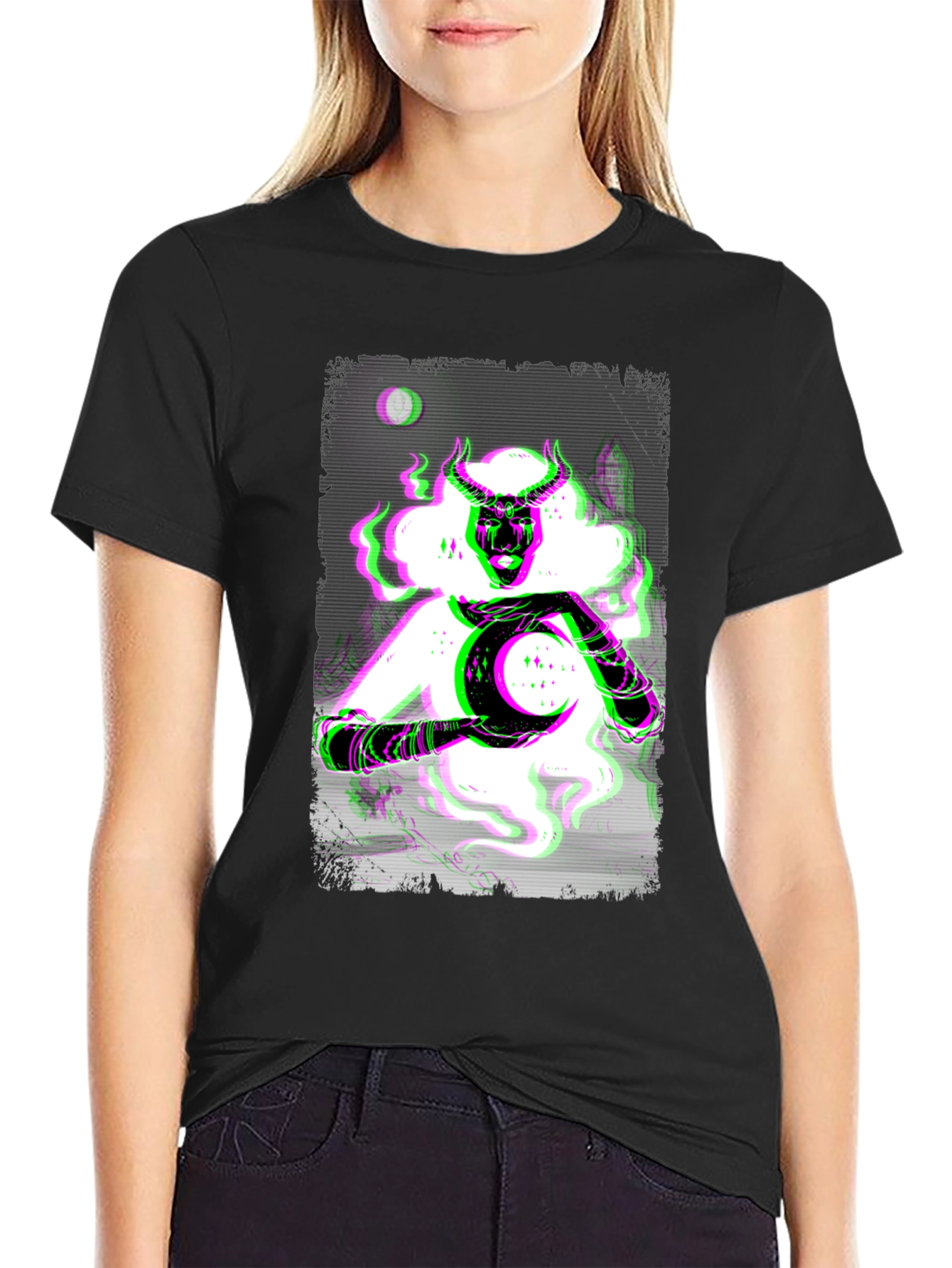 Black Mystic Woman Graphic Print T-Shirt view 2
