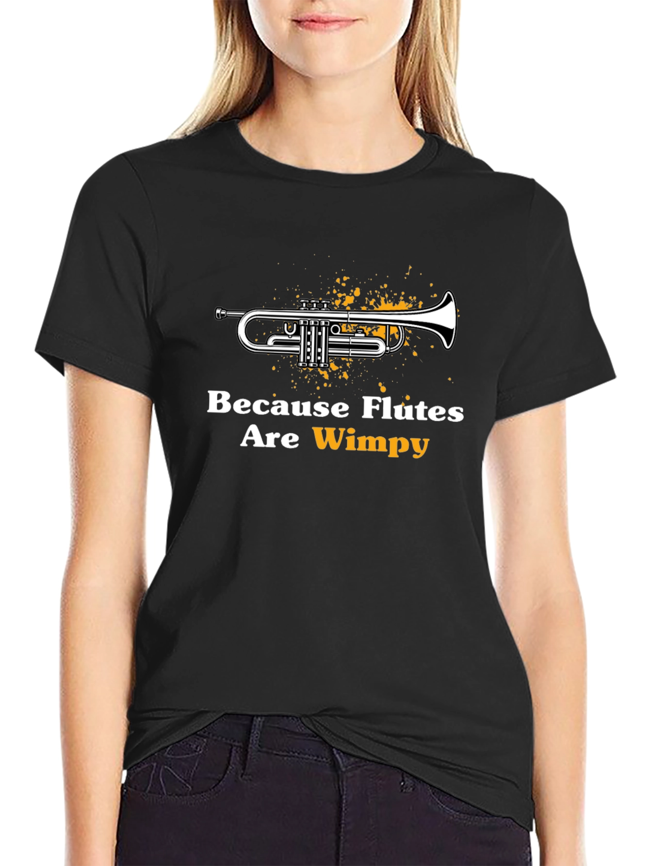 Black Trumpet Tee: Because Flutes Are Wimpy T-Shirt view 2