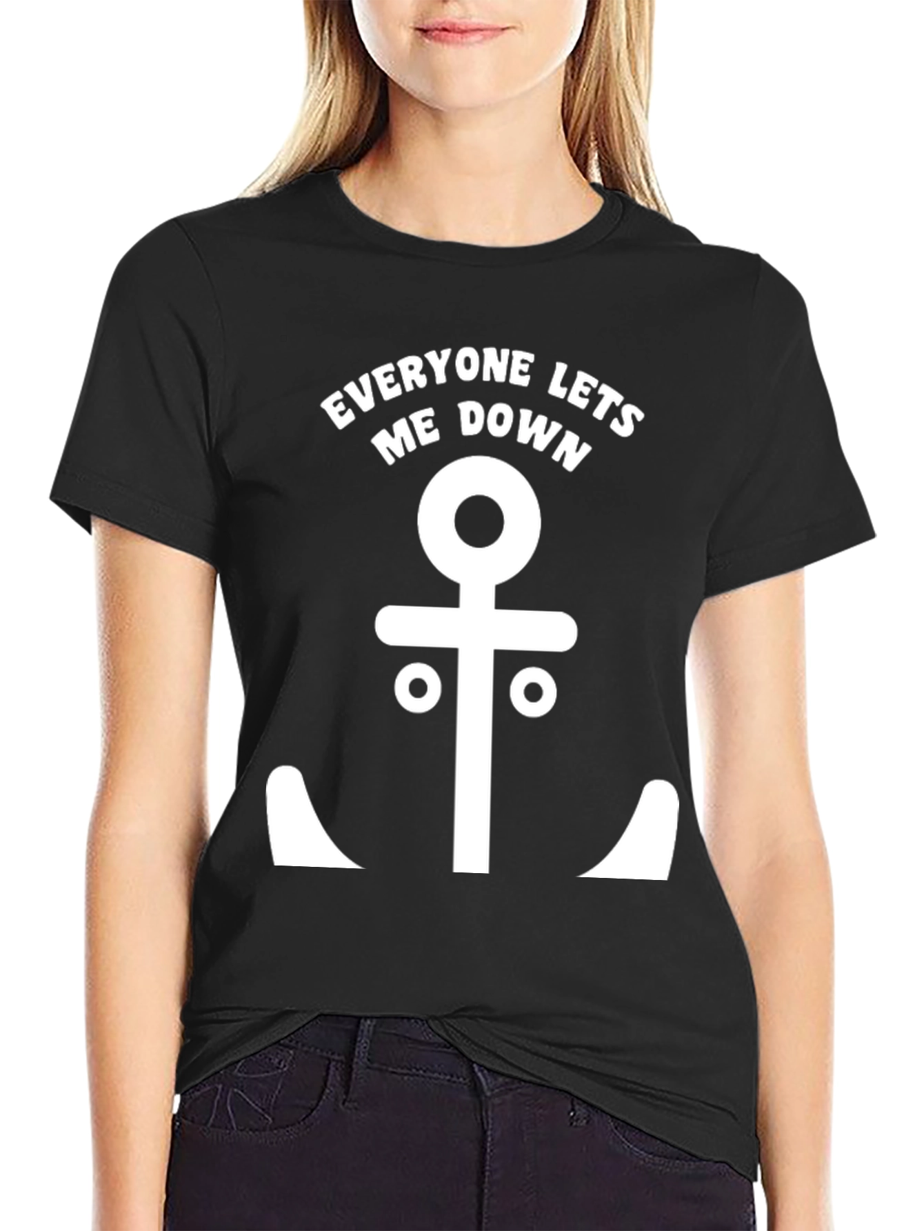 Black Everyone Lets Me Down Anchor T-Shirt view 2